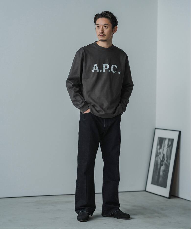 A.P.C. (アーペーセー) 別注 ロゴプリント スウェットライク ロング 