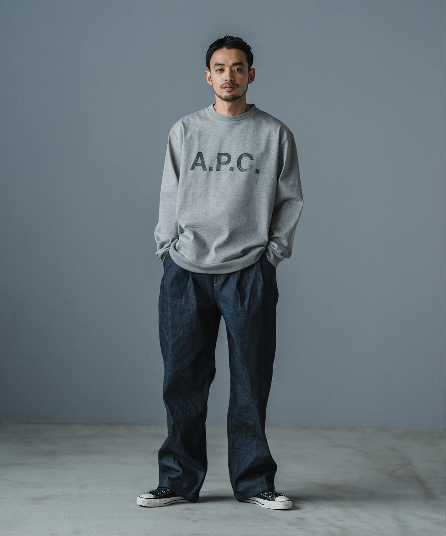 A.P.C. (アーペーセー) 別注 ロゴプリント スウェットライク ロング