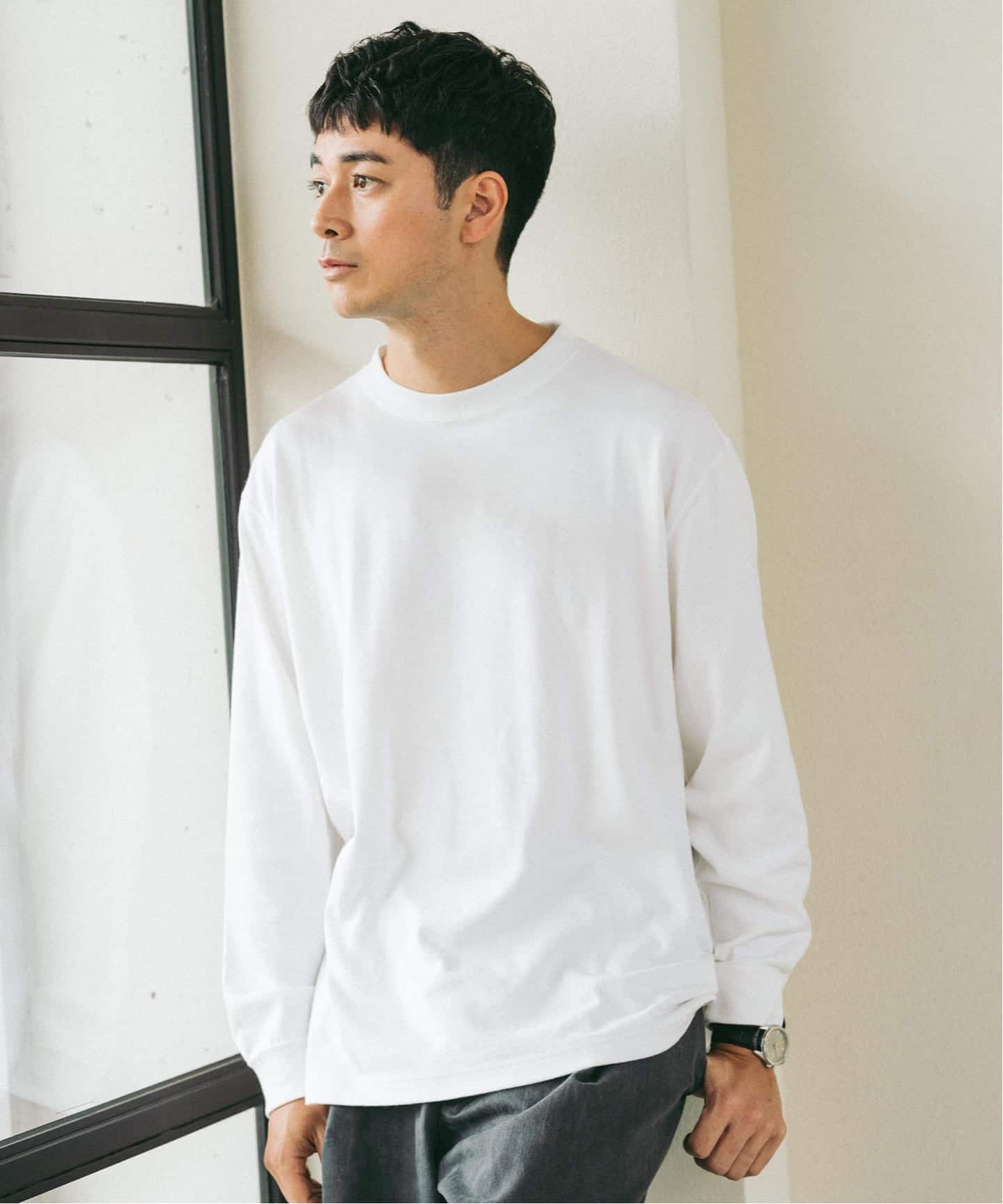 LOOPWHEELER インディゴ吊り天竺ロングスリーブTシャツXL LOOPWHEELER 吊り天竺 ループウィラー 長袖 カットソー ロンT