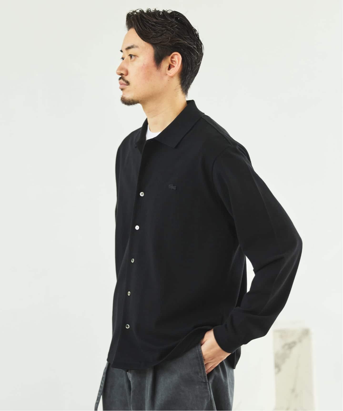 【エディフィス / ラコステ】 別注 フルオープン 鹿の子 ポロシャツ　Mサイズ エディフィス / ラコステ】 別注 フルオープン 鹿の子