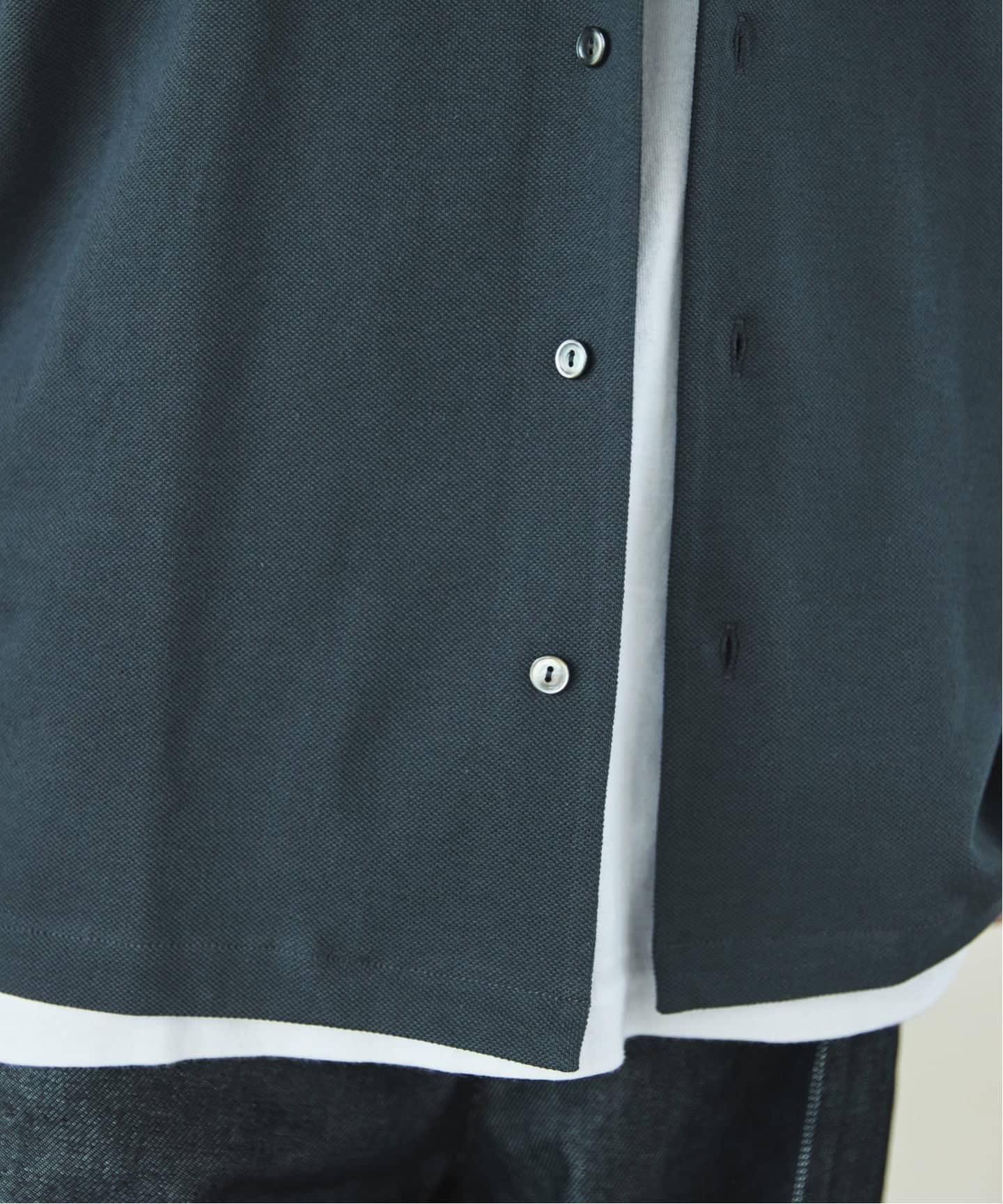 【エディフィス / ラコステ】 別注 フルオープン 鹿の子 ポロシャツ　Mサイズ LACOSTE / ラコステ】 別注 フルオープン 鹿の子 ポロシャツ