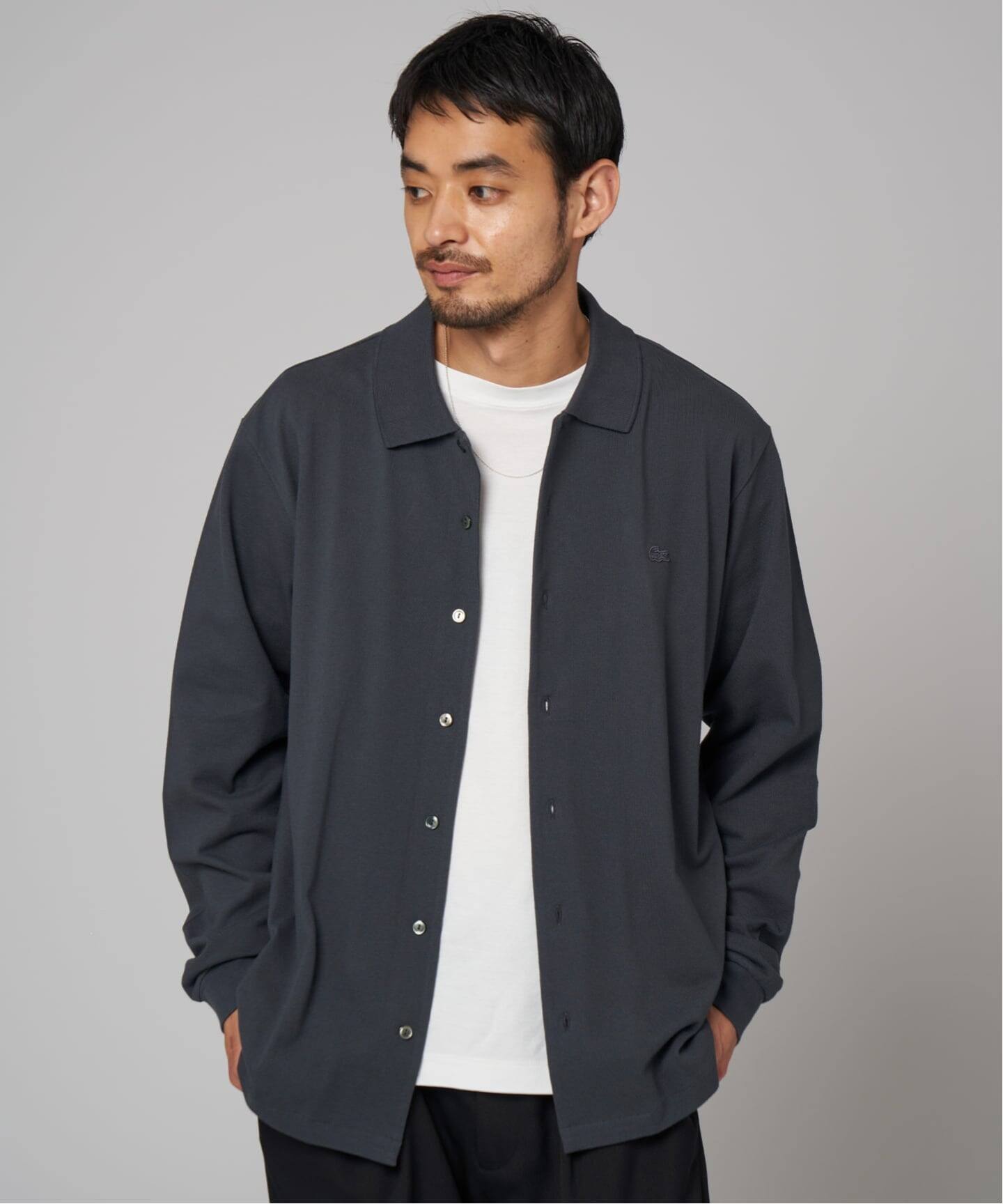 【LACOSTE×EDIFICE】別注 フルオープン ロングスリーブポロシャツ EDIFICE｜《予約》LACOSTE(ラコステ) 別注 フルオープン ロング
