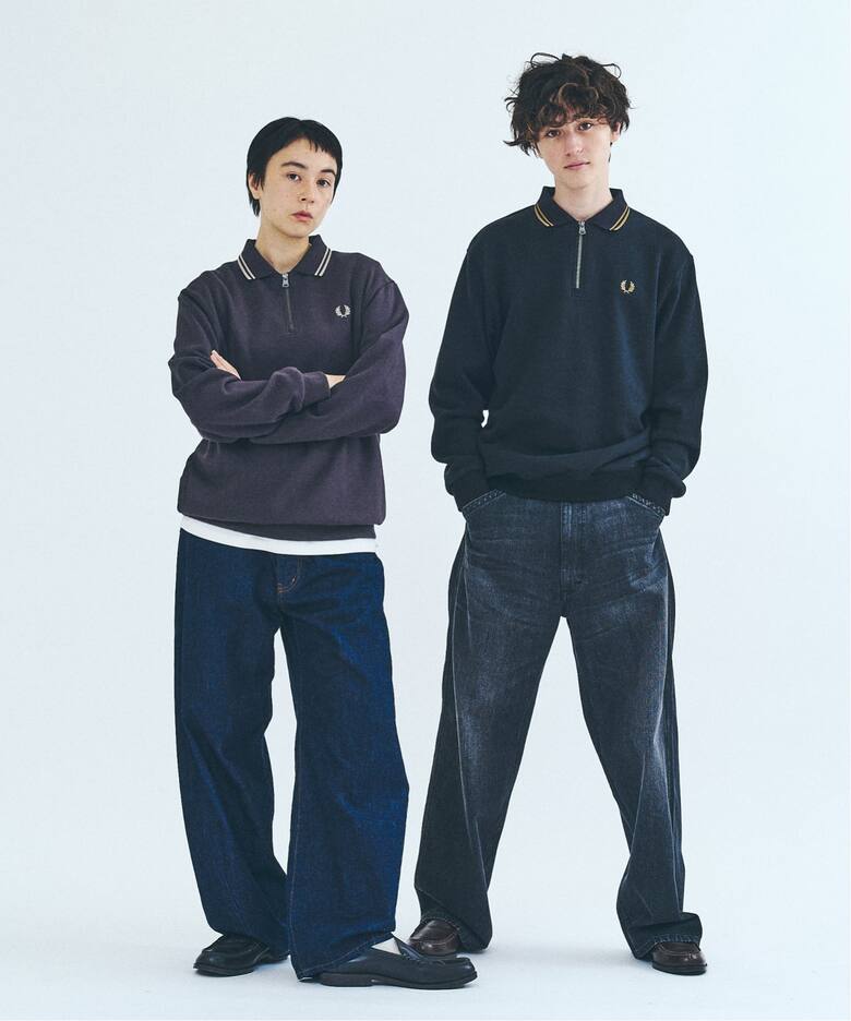 FRED PERRY / フレッドペリー417別注 ハーフジップ リブカラー 