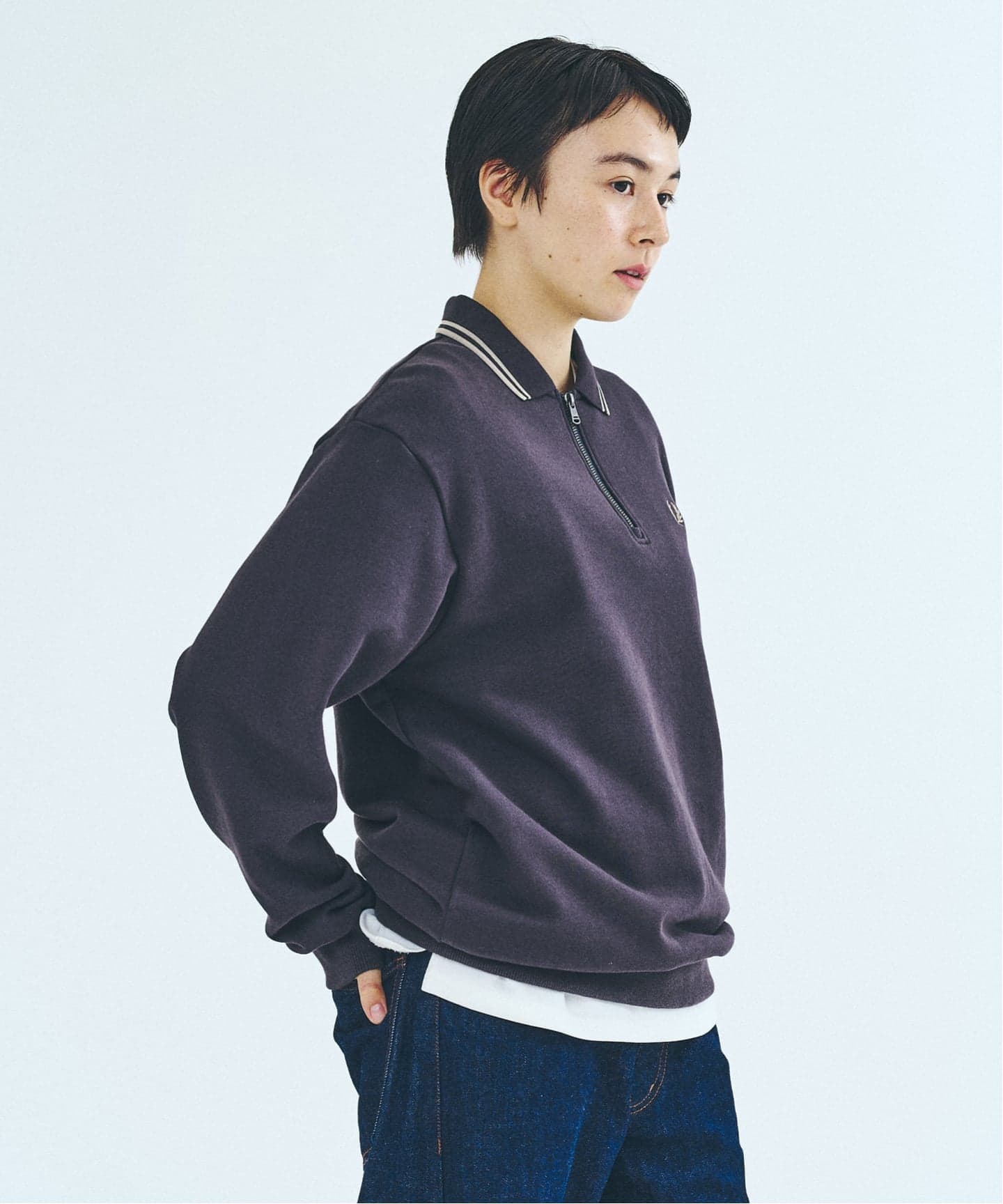 FRED PERRY / フレッドペリー417別注 ハーフジップ リブカラー