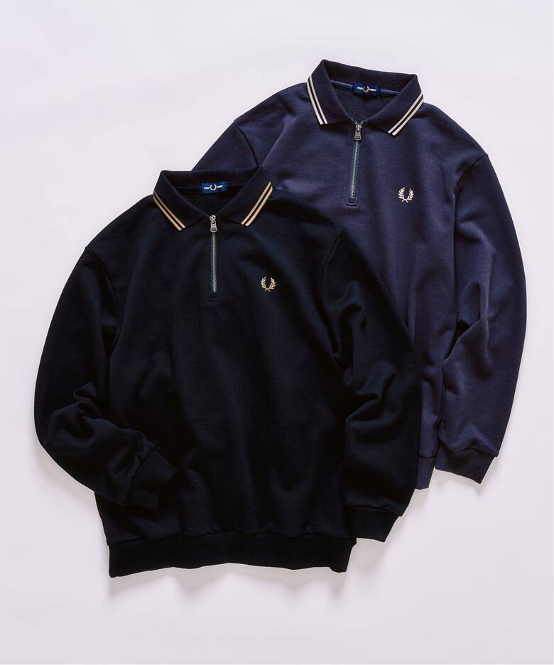 FRED PERRY / フレッドペリー417別注 ハーフジップ リブカラー 