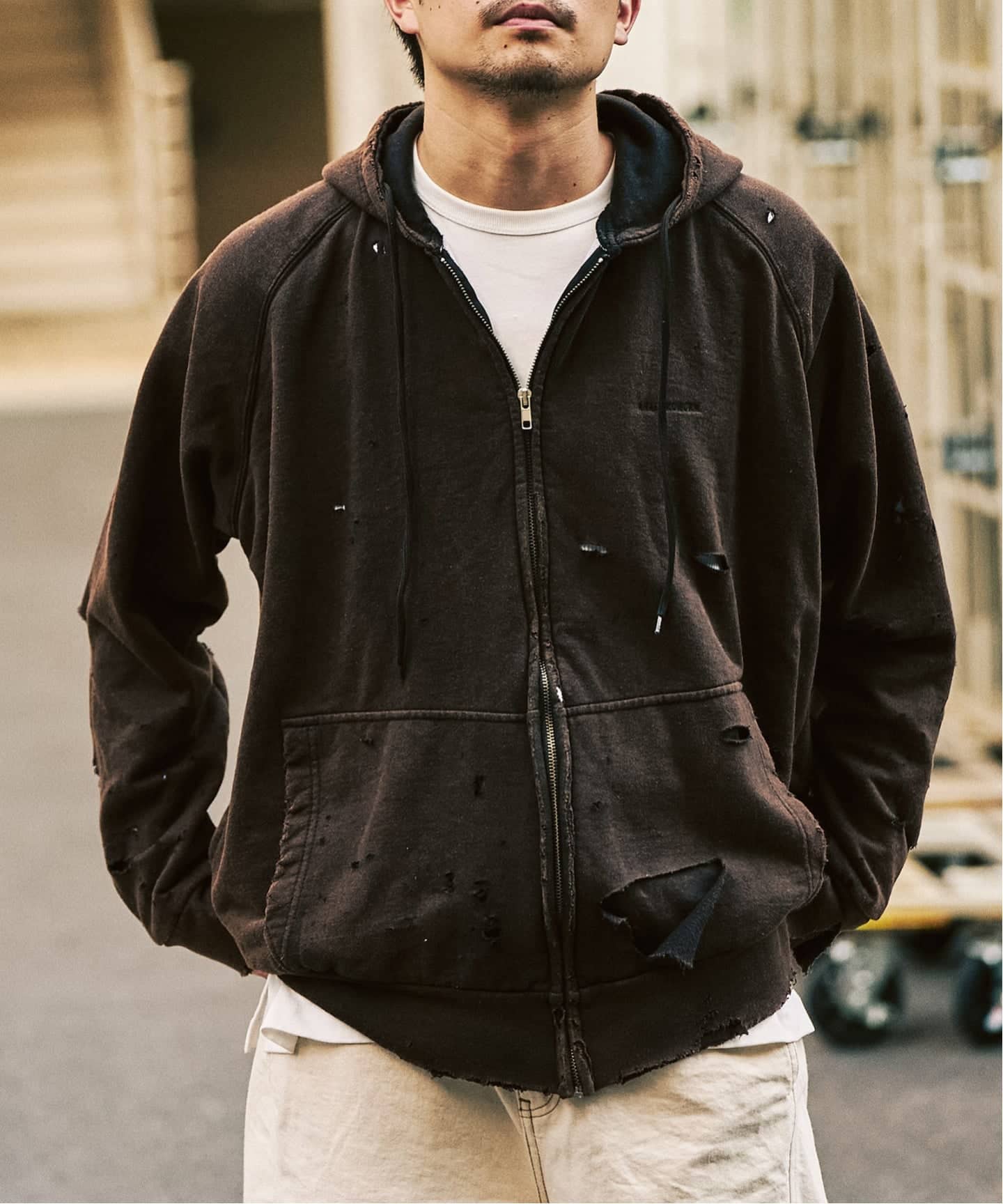 フォーワンセブンエディフィス メンズ パーカー ブラウン系 S スエード 美品 417 EDIFICE｜フォーワンセブン エディフィスのパーカー（メンズ