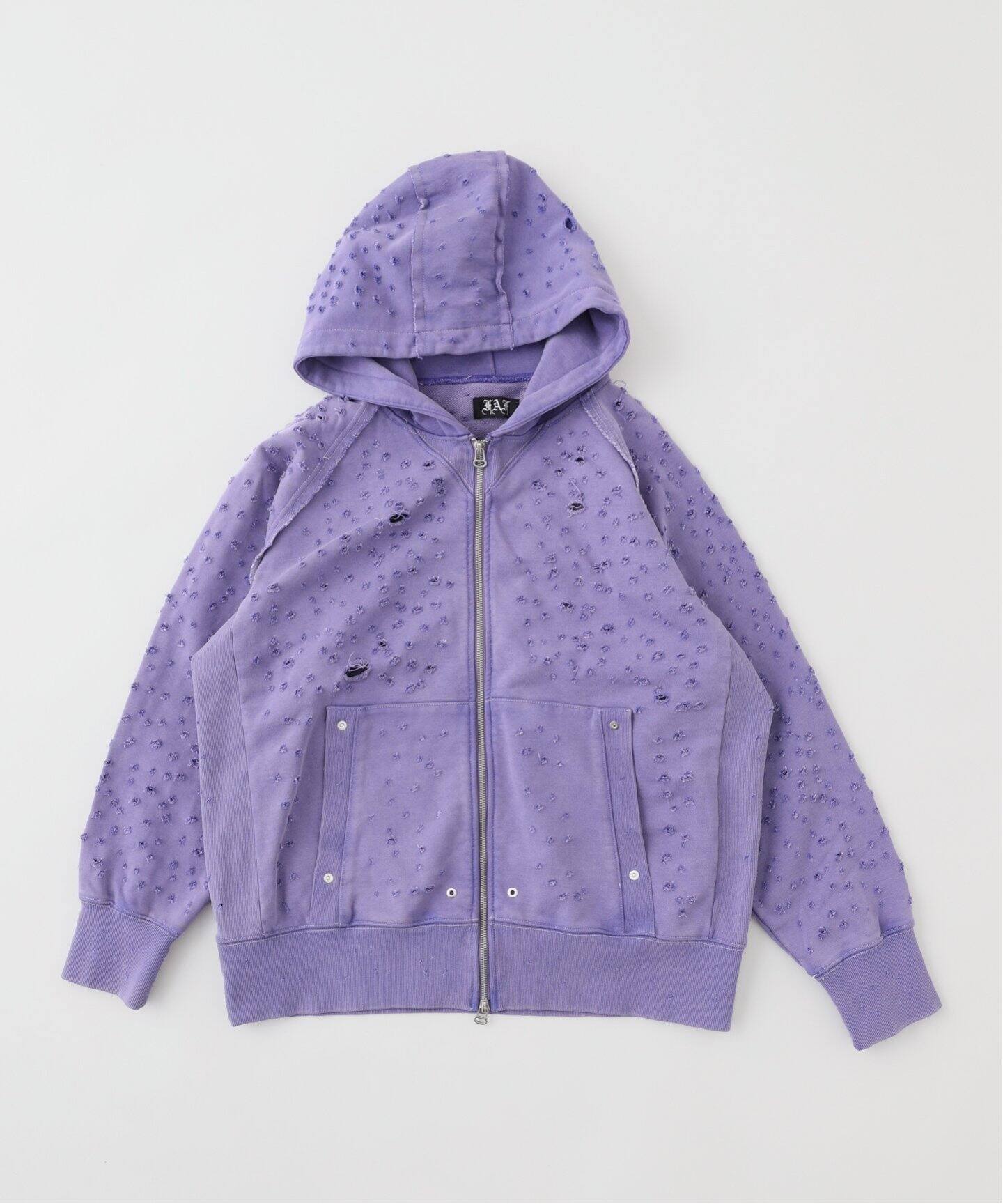 FAF/ フェイク アス フラワーズ】ダメージ ジップ アップ フーディ