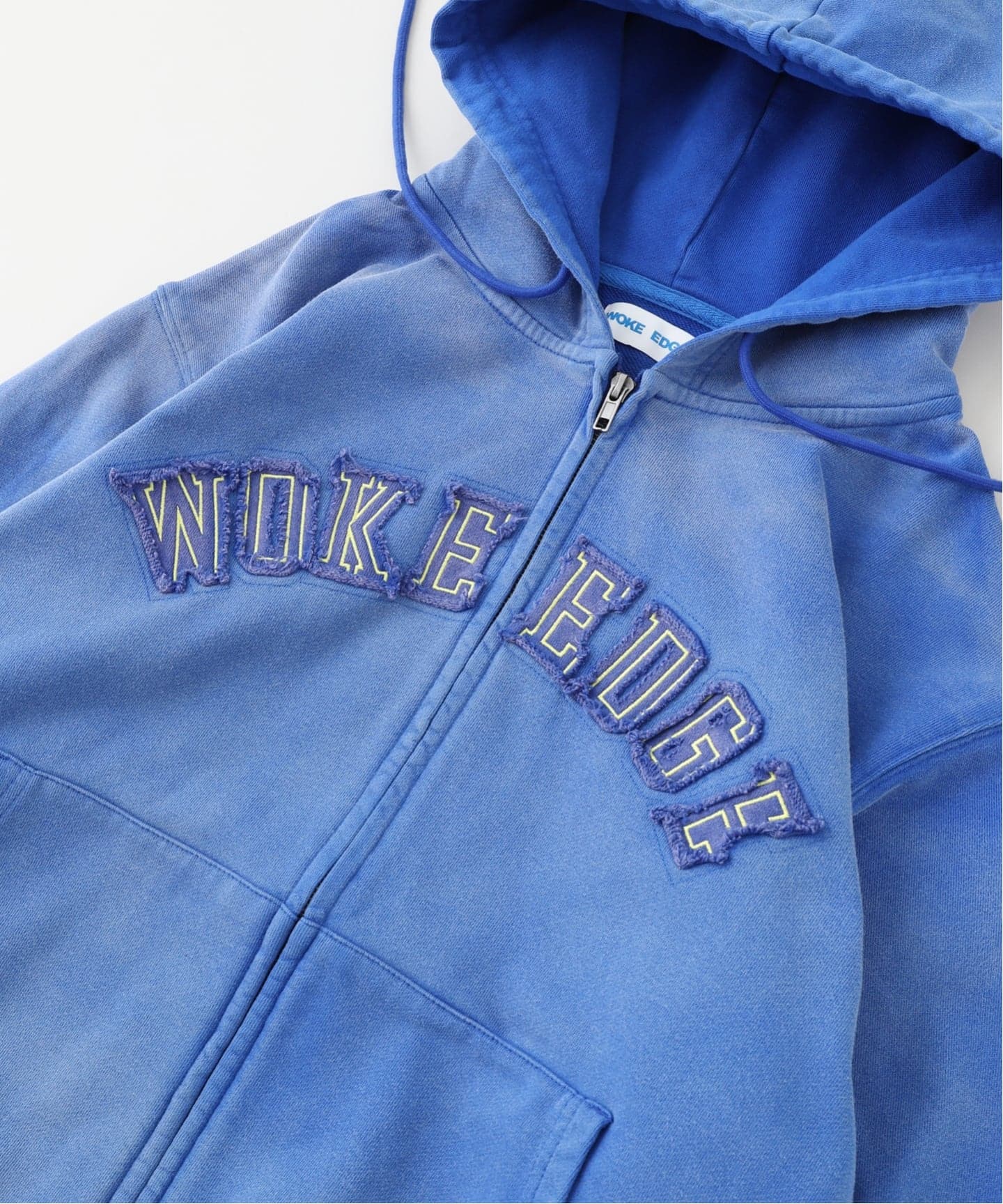 WOKE EDGE / ウォークエッジ FADED EMBROIDERY ZIP UP HOODIE