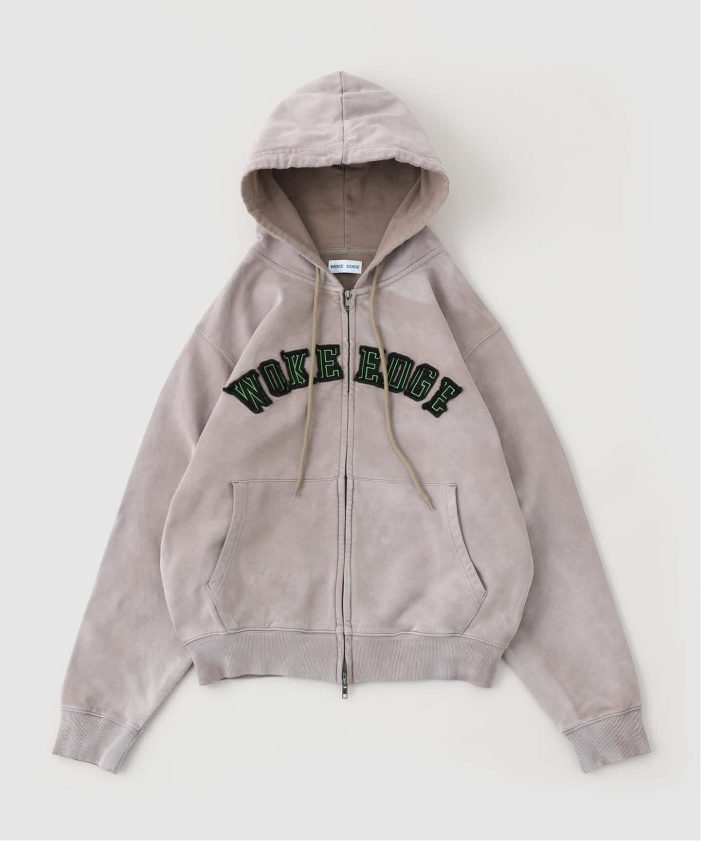 WOKE EDGE / ウォークエッジ FADED EMBROIDERY ZIP UP HOODIE
