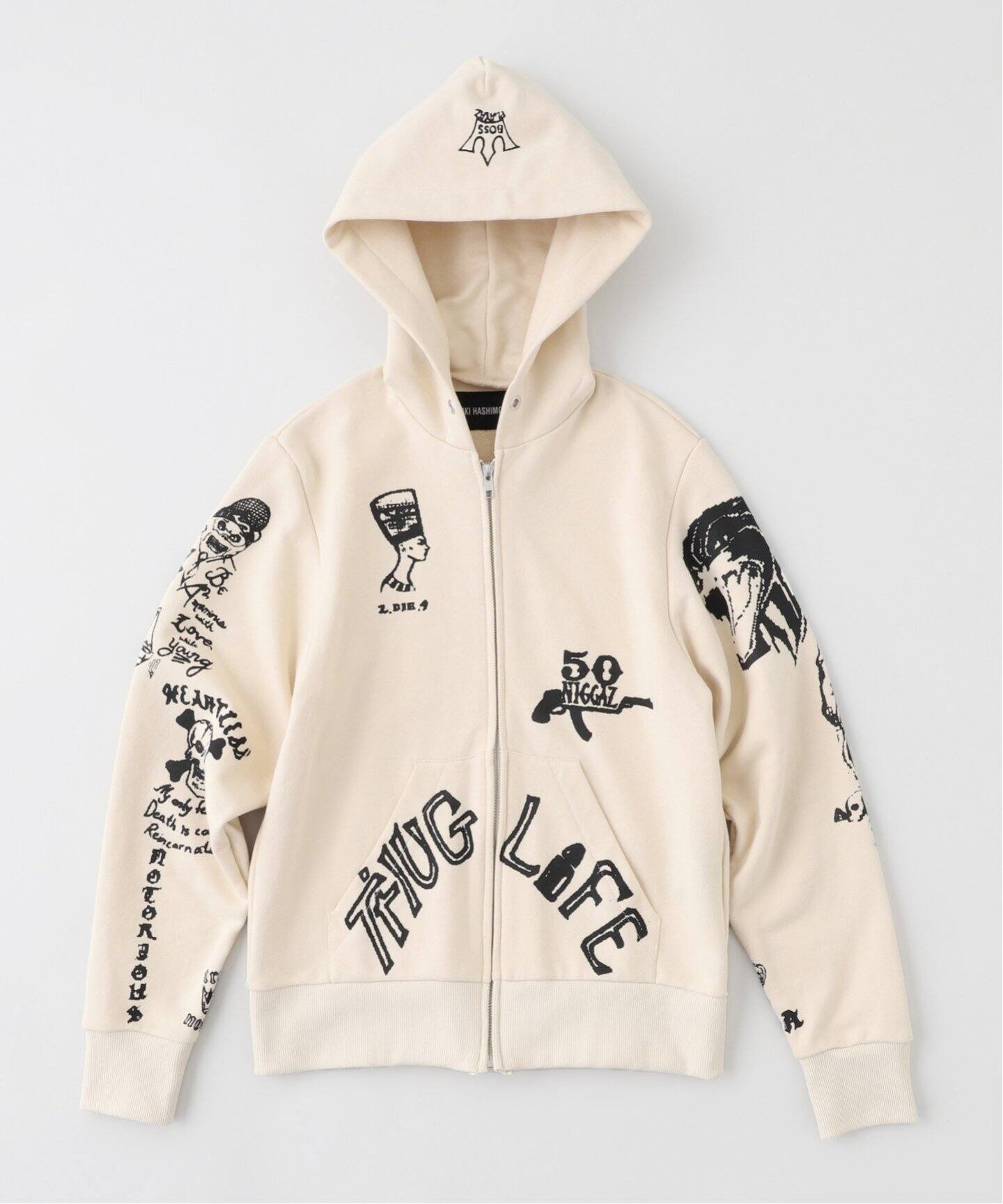 YUKI HASHIMOTO / ユウキハシモト HANDMADE 2PAC TATTOO HOOD 251-01 