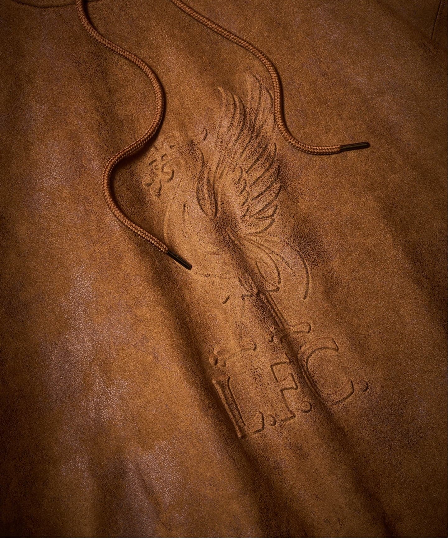 Liverpool FC / リバプール FC】Fake Leather Emboss Hoodie（パーカー