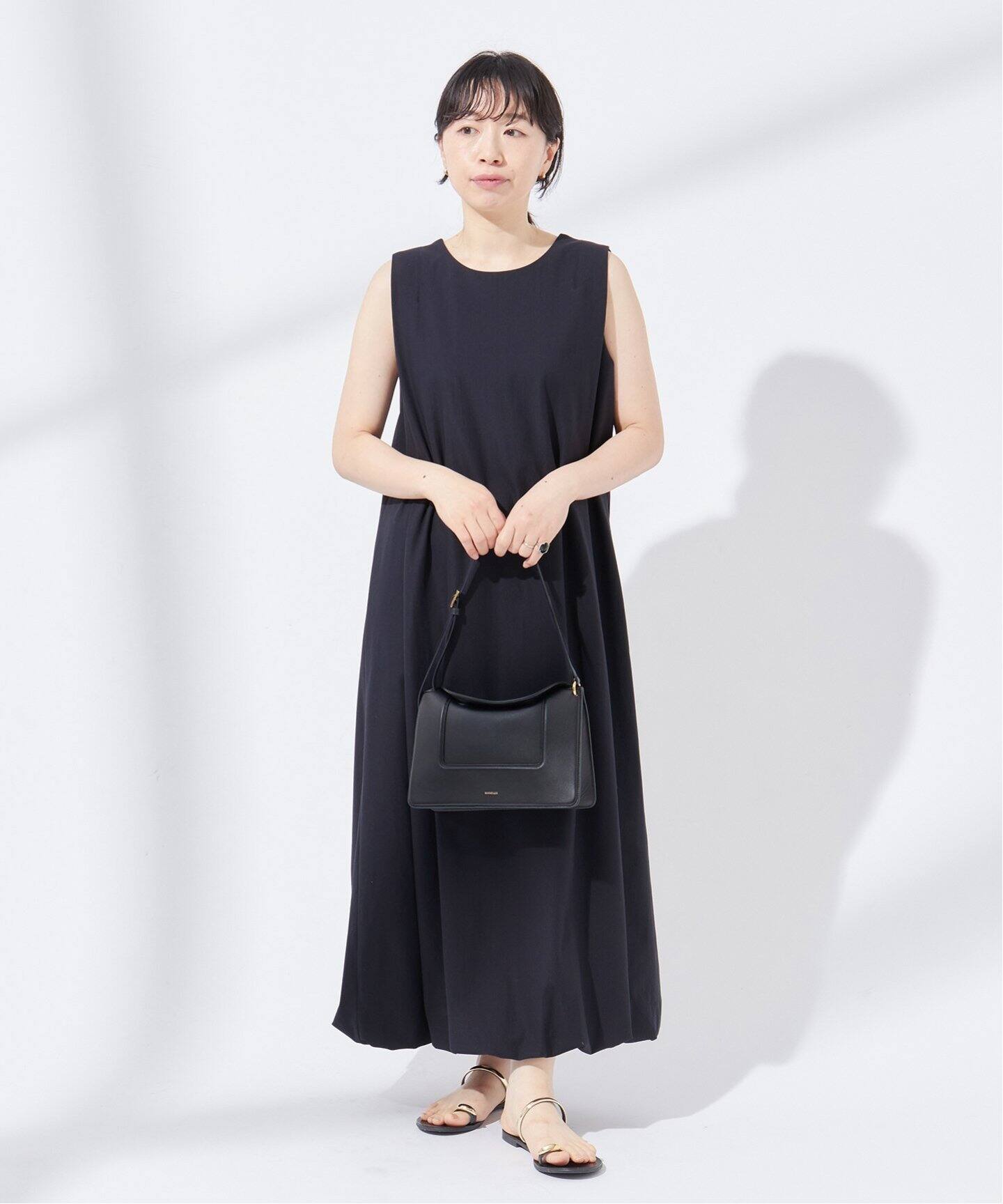 極美品☆ジャーナルスタンダードレサージュ 洗える バルーン袖ワンピース 濃紺 ショルダータックバルーンワンピース（ワンピース）｜JOURNAL STANDARD