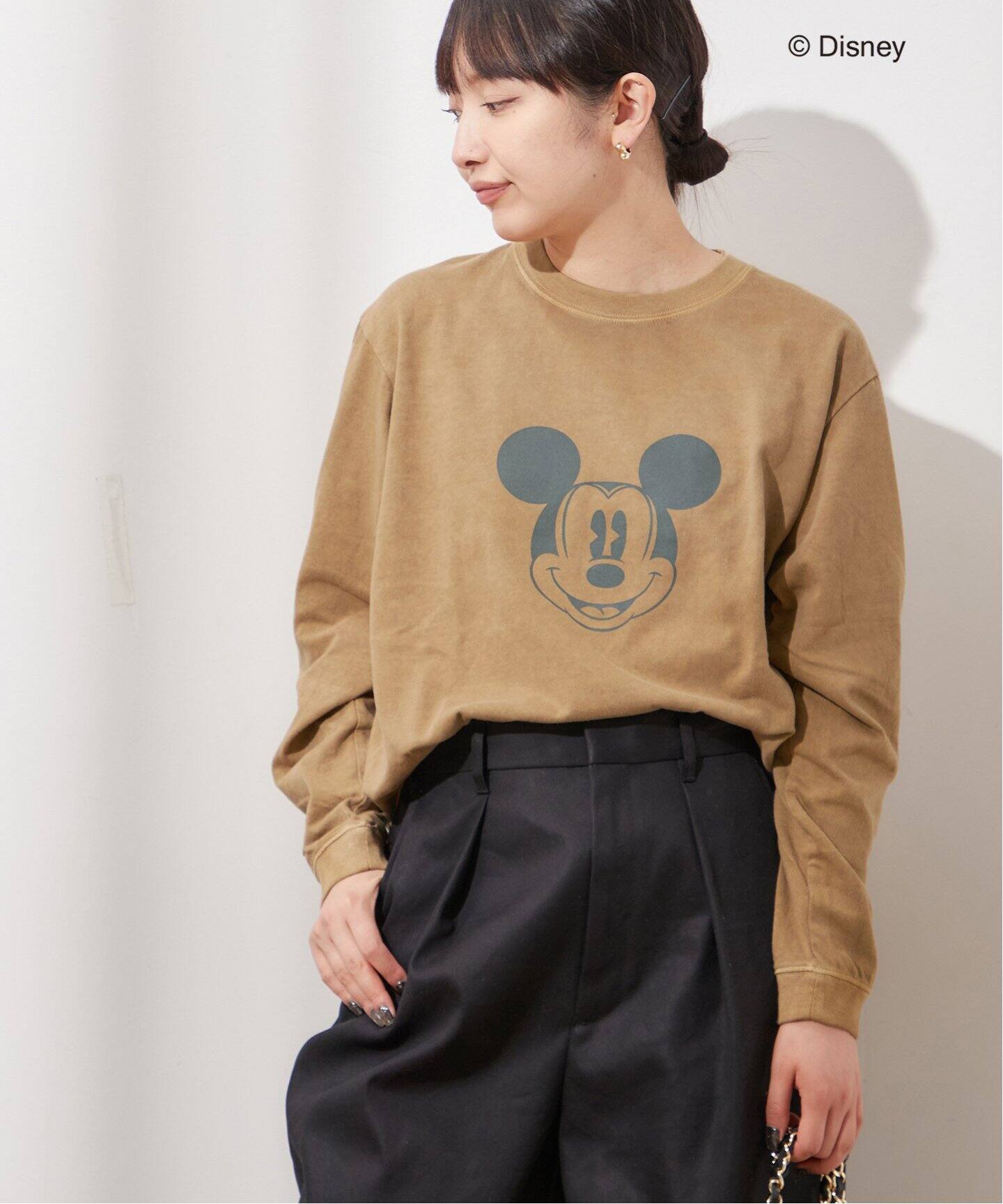 MICKEY】ピグメントロングスリーブTシャツ（Tシャツ／カットソー