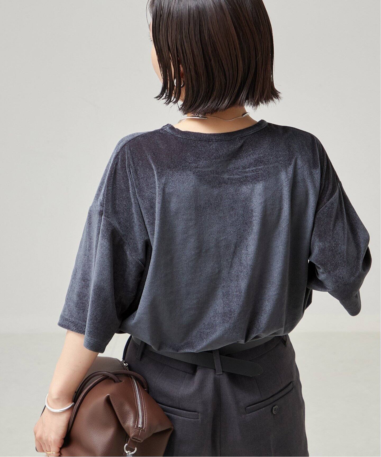 ジャーナルスタンダードレサージュ　ベロアTシャツ　ネイビー　25AW 完売品 ベロアTシャツ（Tシャツ／カットソー）｜JOURNAL STANDARD L