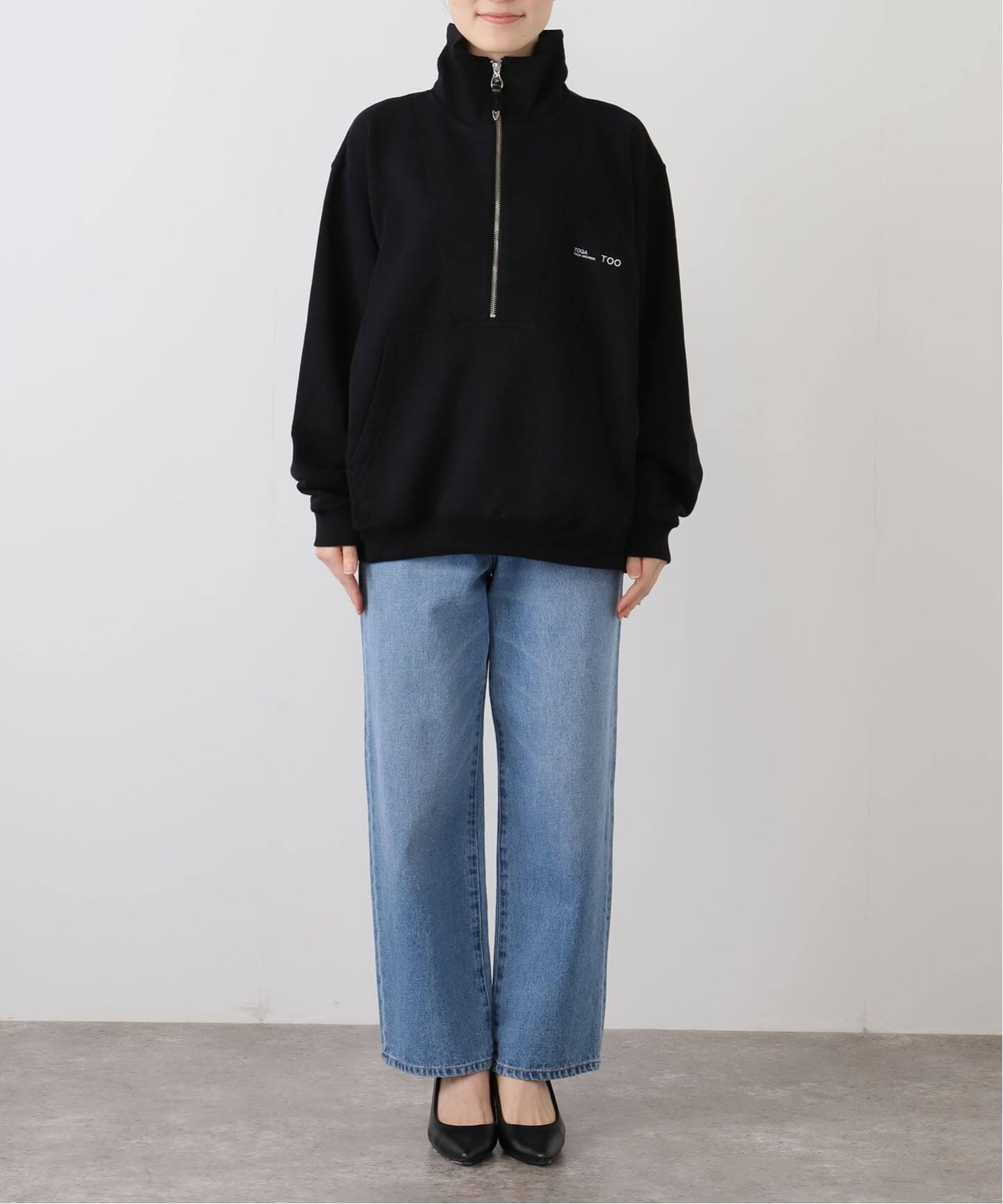 TOGA TOO/トーガトゥ】 Half zip nylon sweatshirt：スウェット