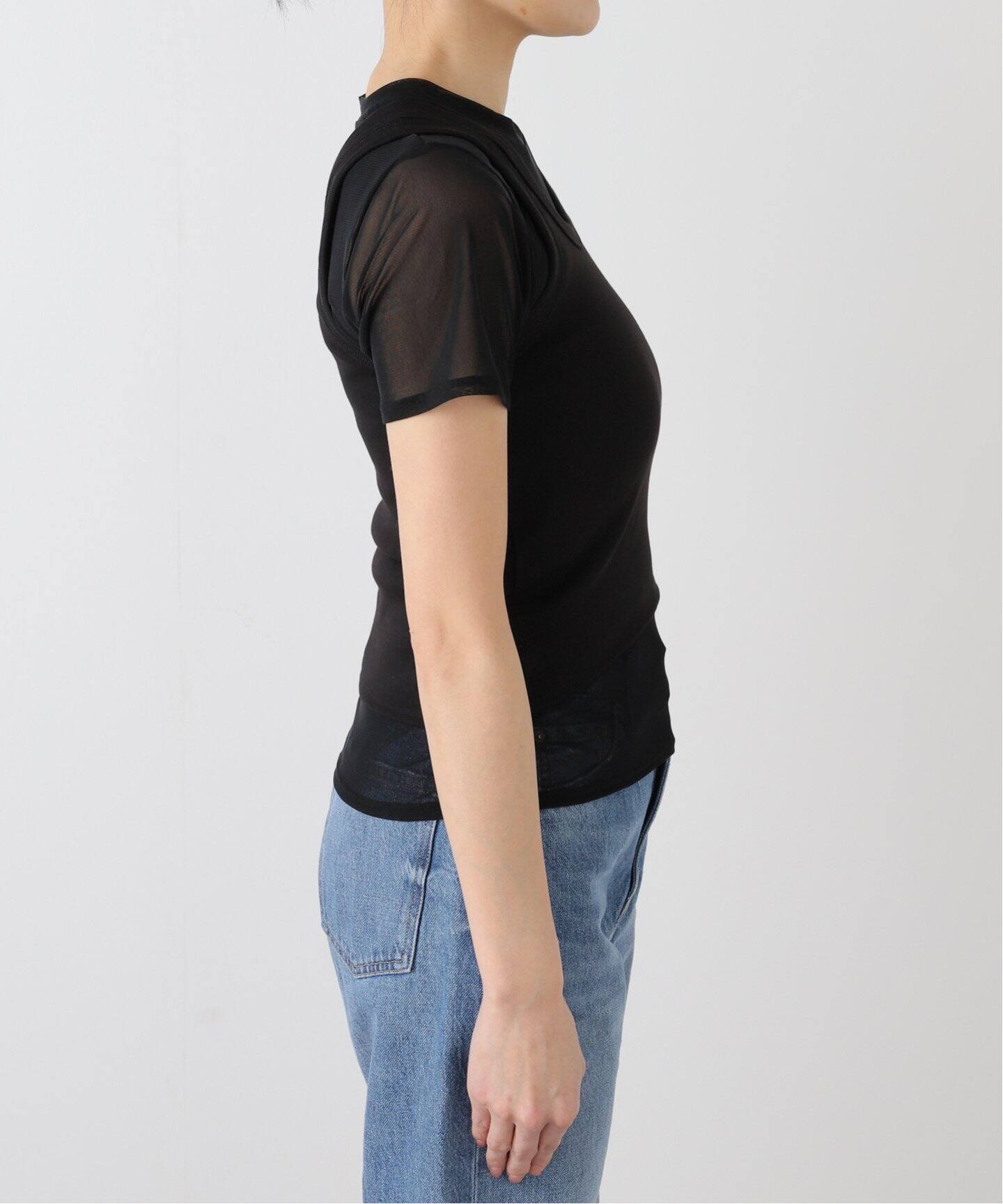 JANE SMITH ブラック リブ長袖Tシャツ