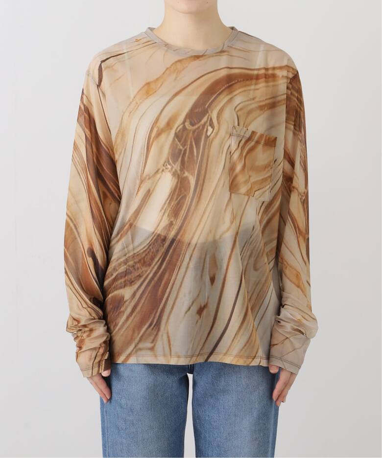 FUMIE TANAKA(フミエタナカ)】sheer long T：カットソー（Tシャツ