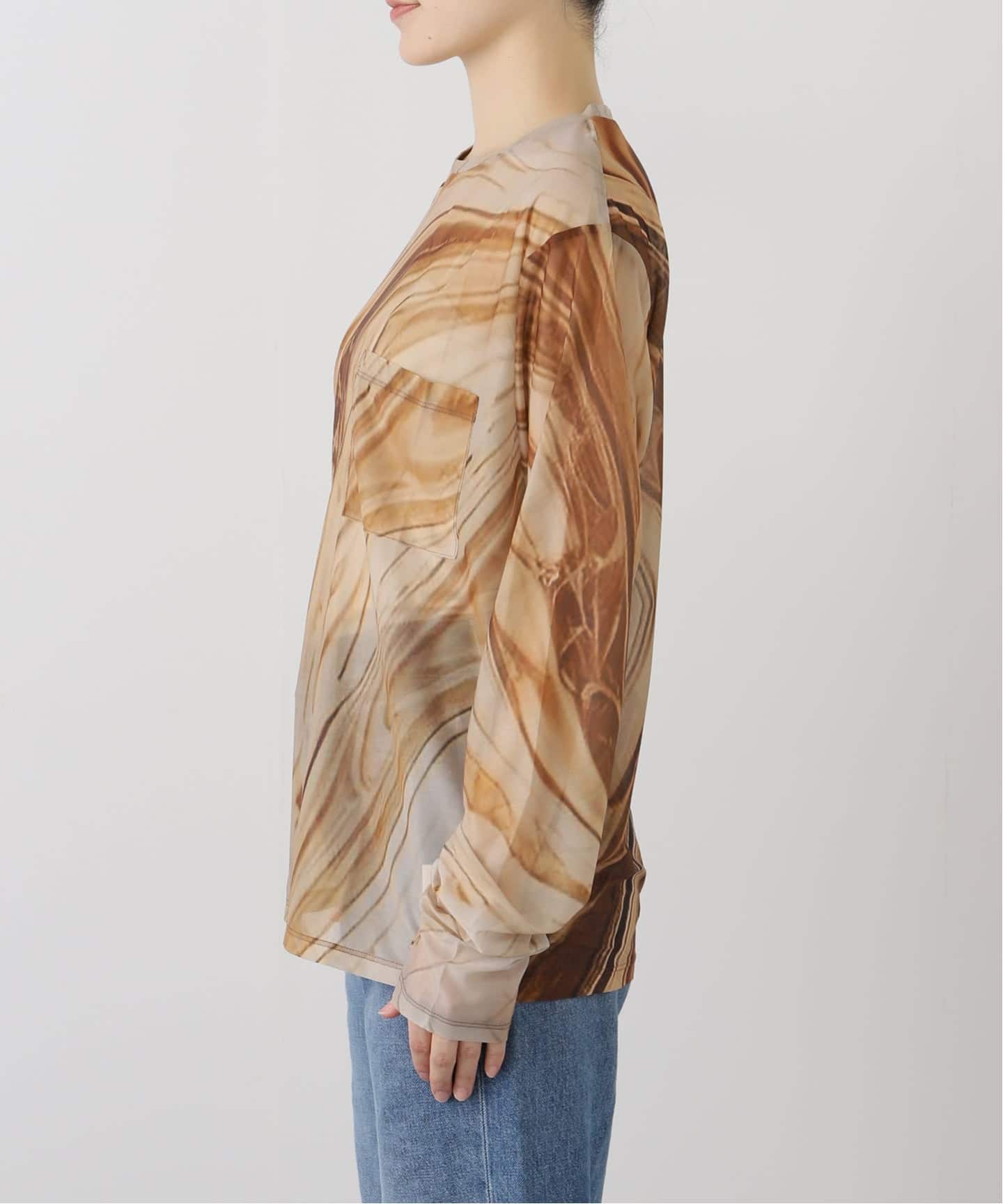 FUMIE TANAKA(フミエタナカ)】sheer long T：カットソー（Tシャツ