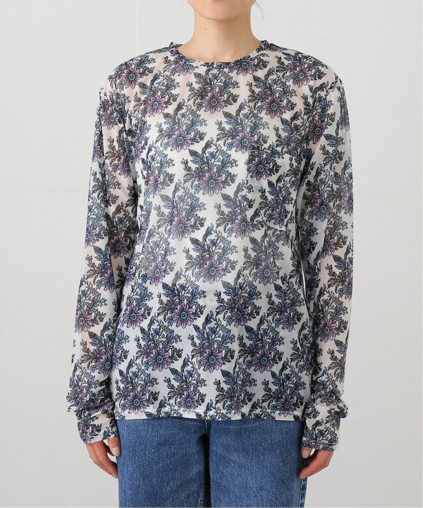 FUMIE TANAKA(フミエタナカ)】sheer print longT：カットソー（Tシャツ  