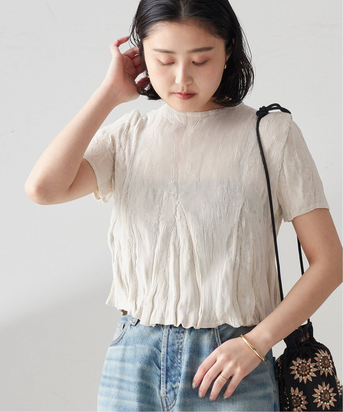 Gongdid Design/ゴンディッドデザイン】Wavy crop top：カットソー（T