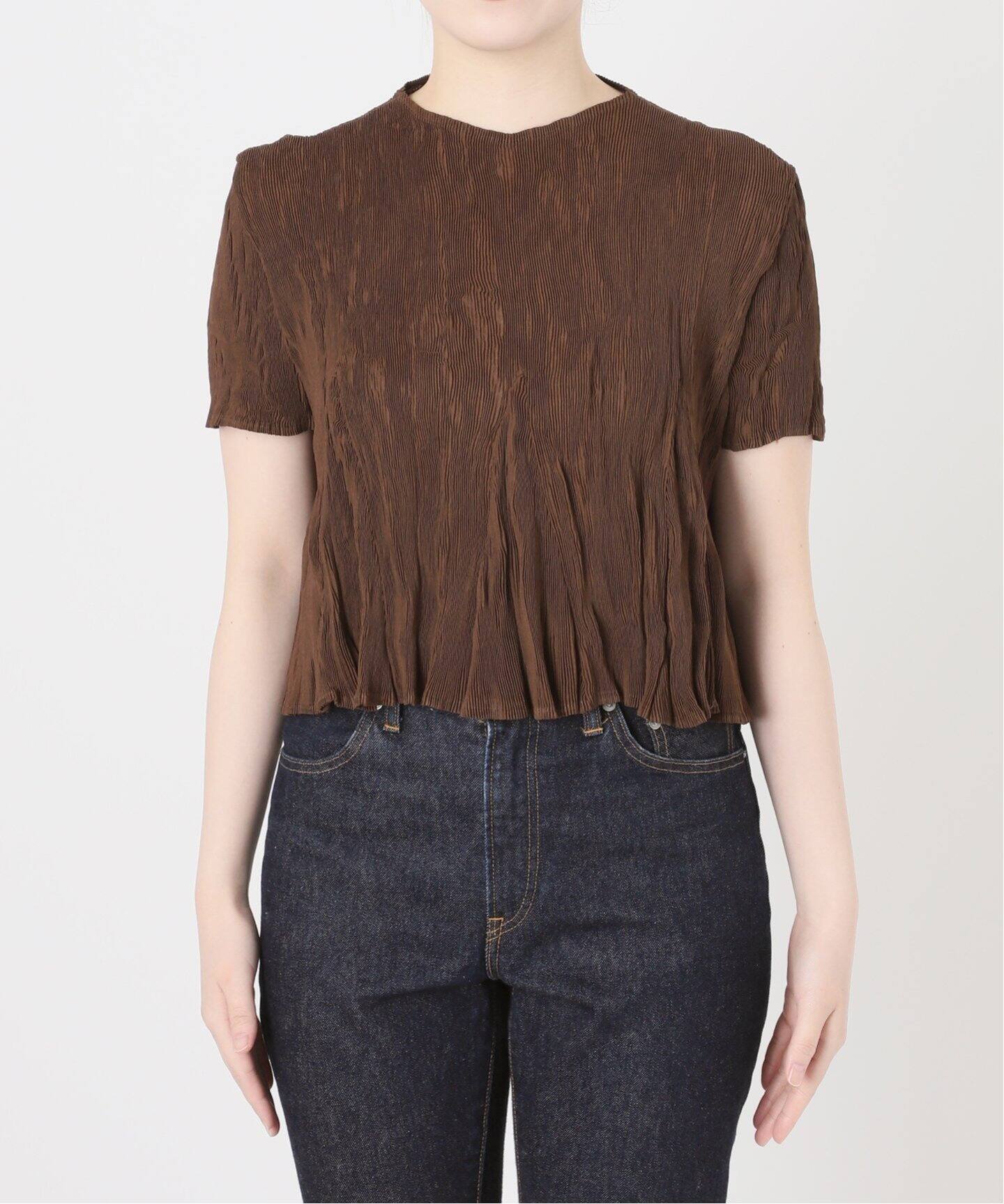Gongdid Design ゴンディッドデザイン WAVY CROP TOP ウェーブプリーツトップス 1155168009 ブラック Gongdid Design（ゴンディッドデザイン） tシャツ 「Gongdid Design