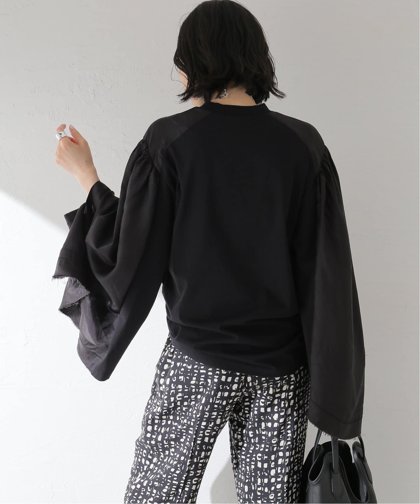 TOGA PULLA トーガプルラ トップス カットソー 黒 ブラック TOGA PULLA/トーガプルラ】Cotton jersey L/S:カットソー(T