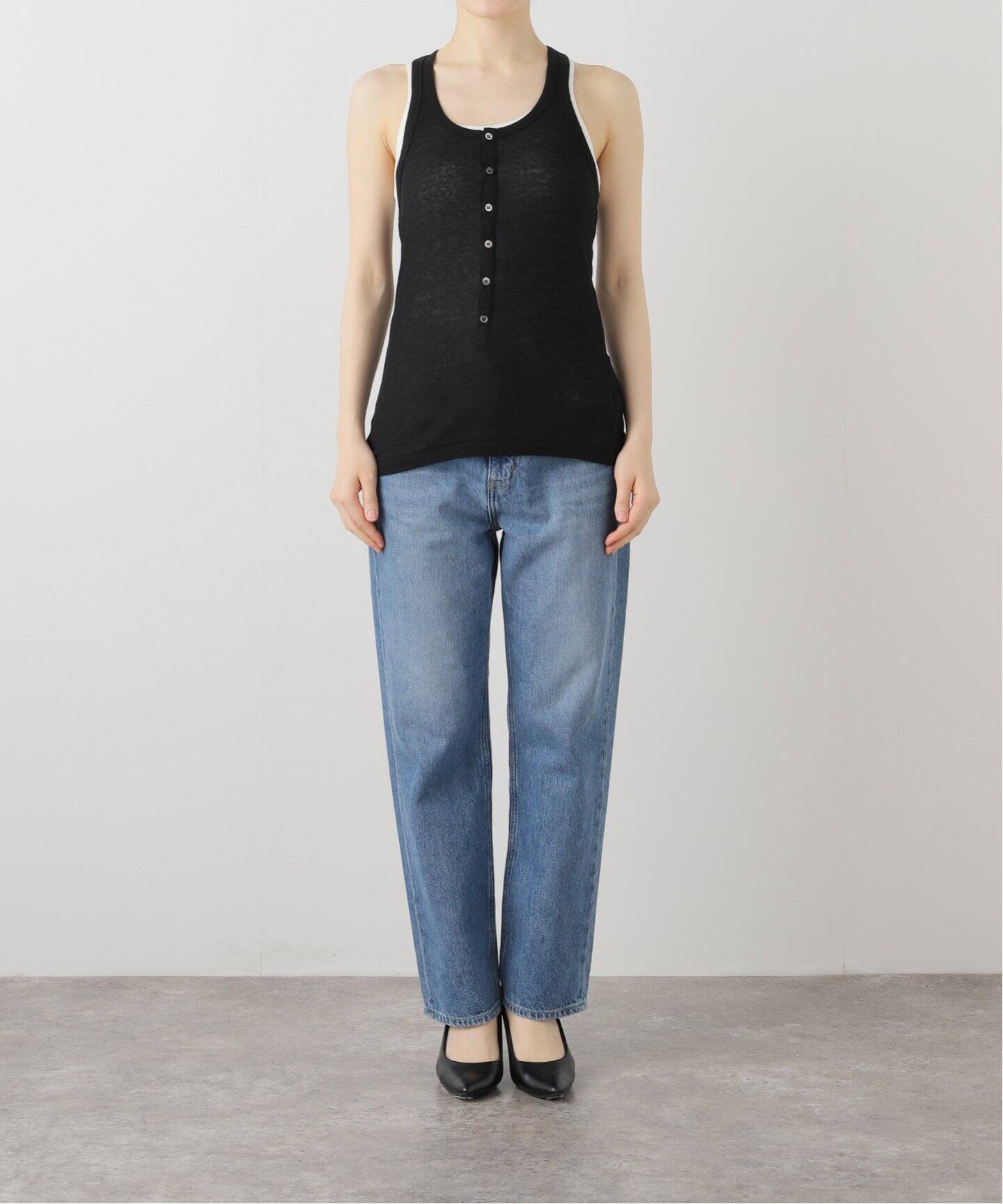 INSCRIRE /アンスクリア】Natural Mix Rib Layered T/T：タンクトップ 