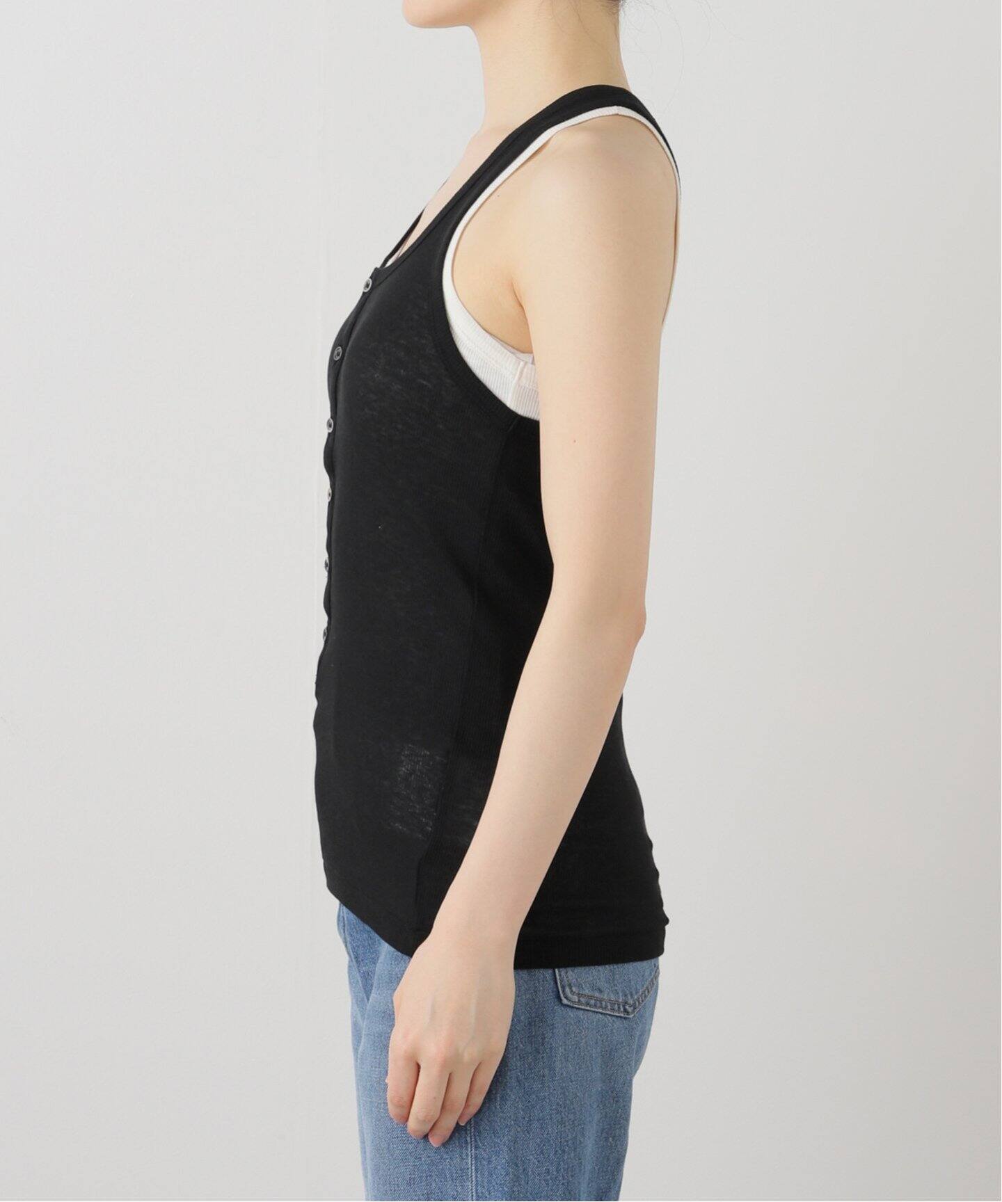 INSCRIRE /アンスクリア】Natural Mix Rib Layered T/T：タンクトップ 