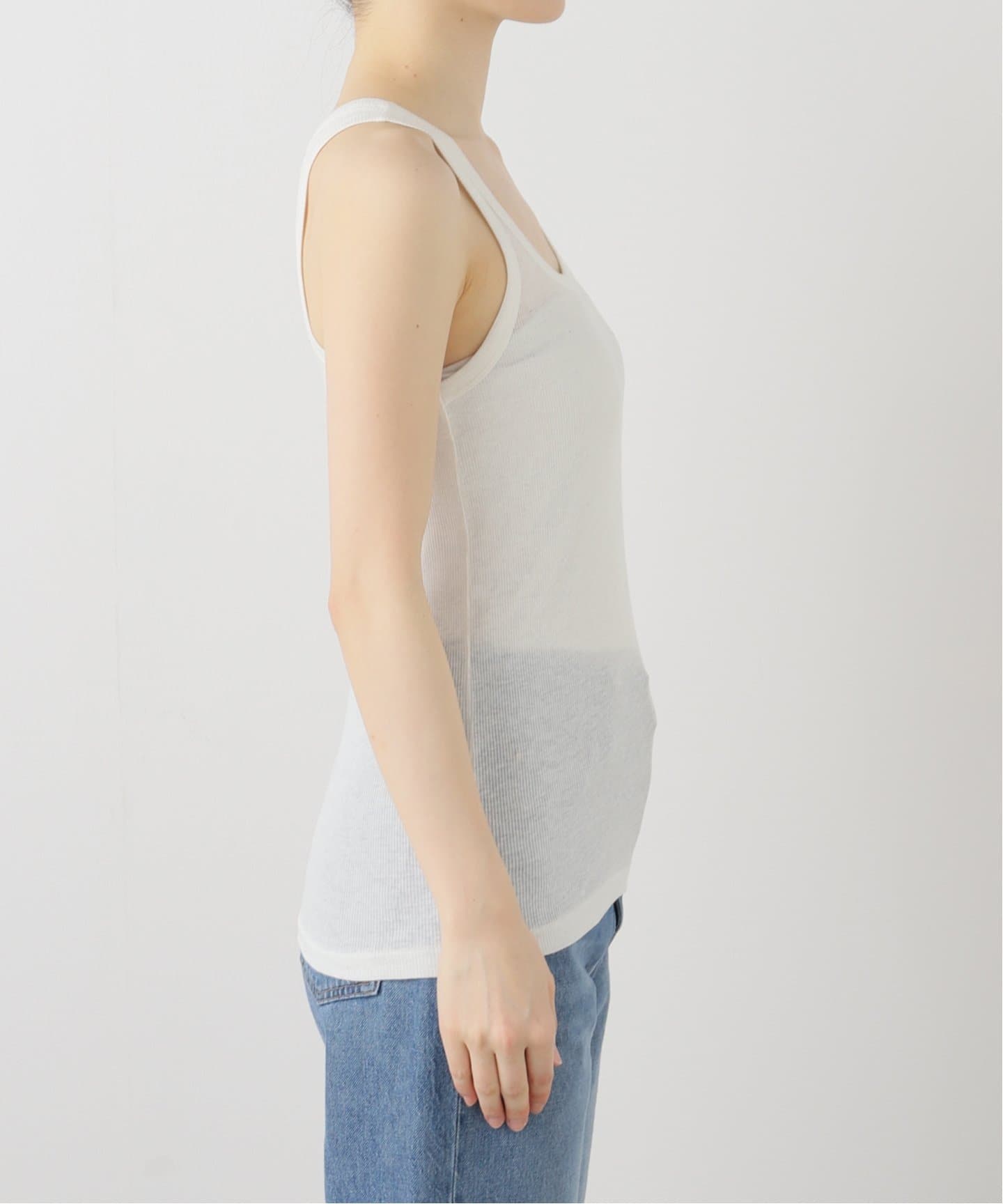 INSCRIRE /アンスクリア】Natural Mix Rib Layered T/T：タンクトップ