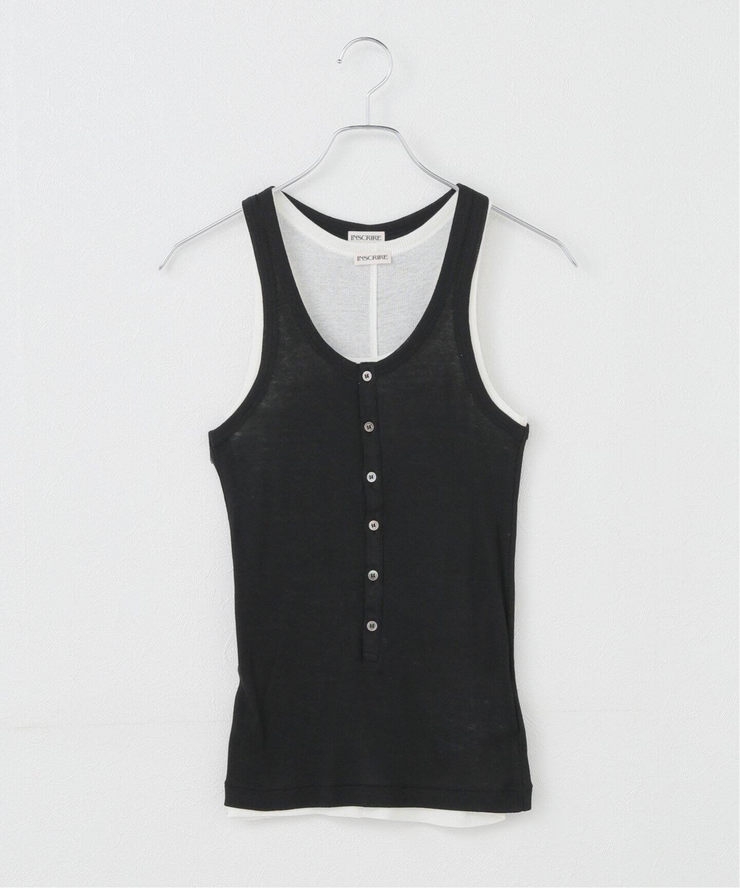 INSCRIRE /アンスクリア】Natural Mix Rib Layered T/T：タンクトップ 