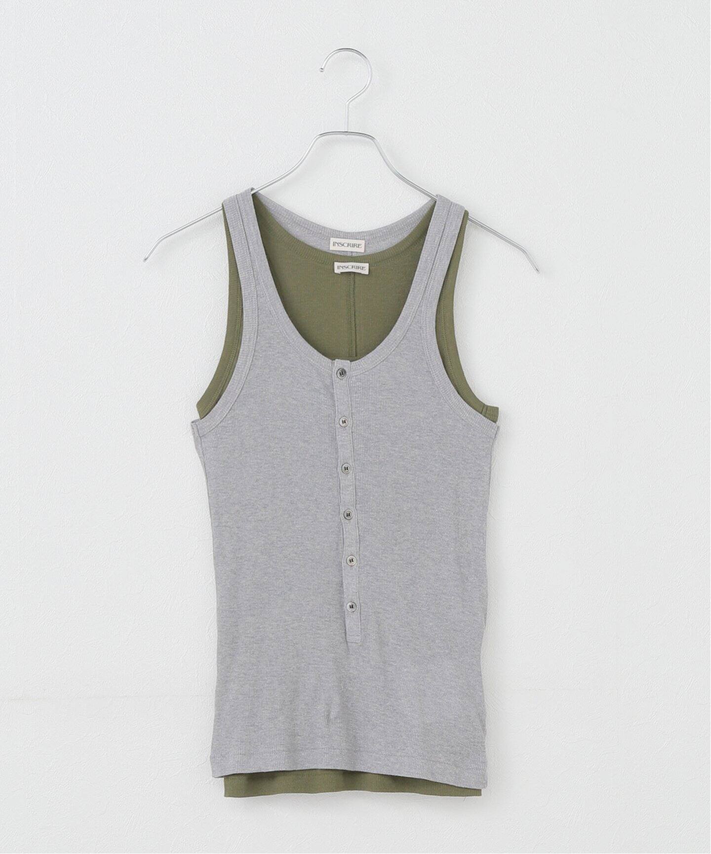INSCRIRE /アンスクリア】Natural Mix Rib Layered T/T：タンクトップ 