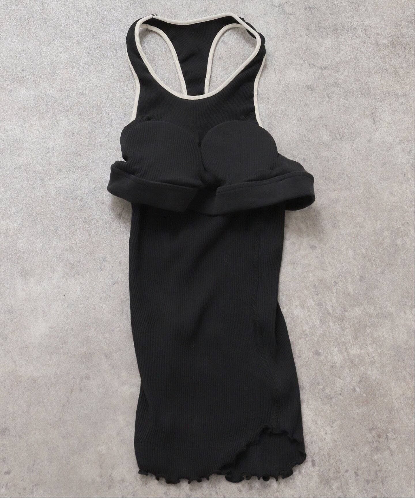 HAKUJI/ハクジ】Twist cotton asym bra TT：タンクトップ（カップ付き 
