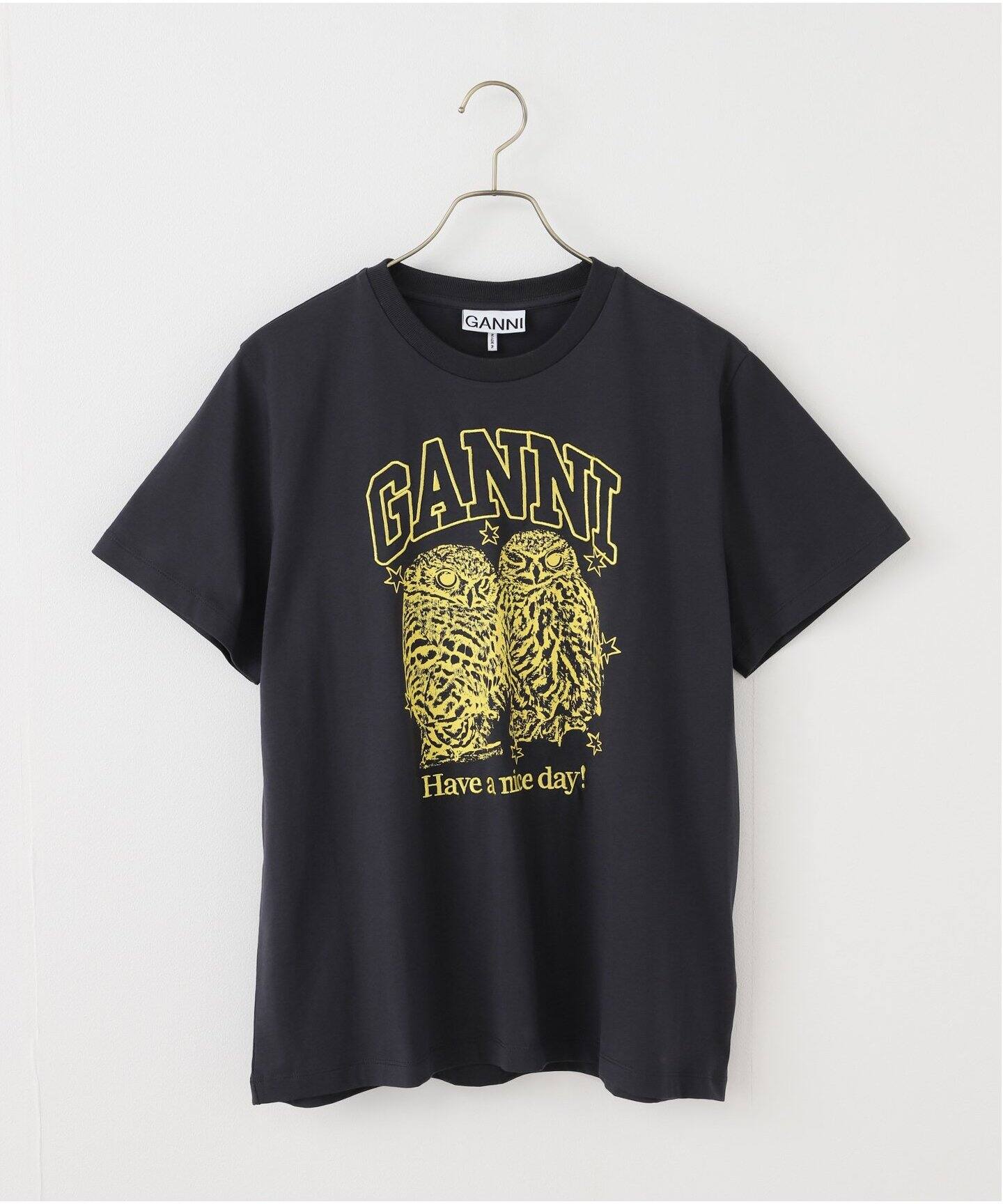 GANNI/ガニー】Basic Jersey Owls Relaxed T-shirt：Tシャツ（Tシャツ 