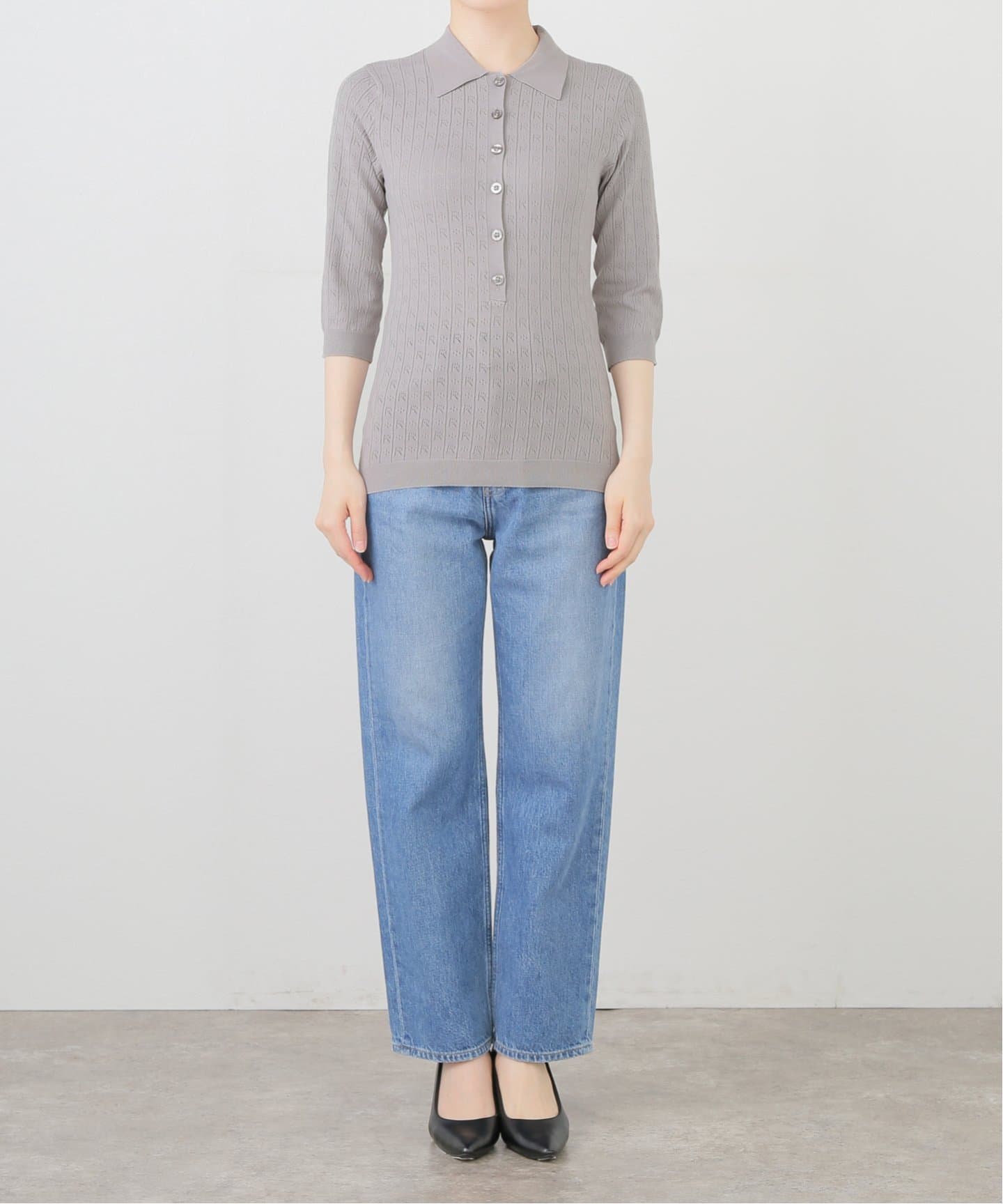 ポロシャツ ポロ 「ROTATE/ロテート」Pointelle Polo Shirt：ポロシャツ レディース ROTATE/ロテート】Pointelle Polo Shirt：ポロシャツ