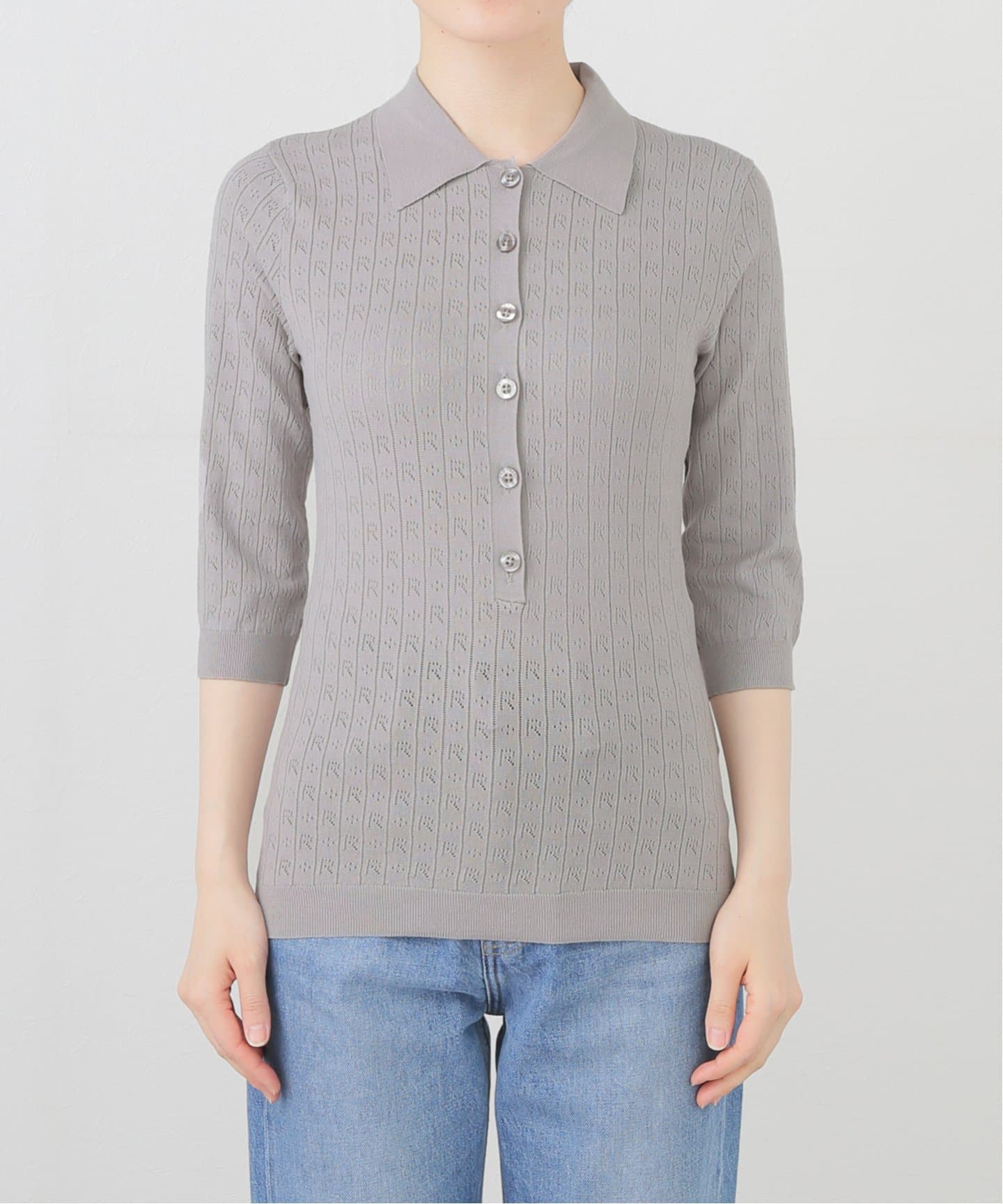 ポロシャツ ポロ 「ROTATE/ロテート」Pointelle Polo Shirt：ポロシャツ レディース ROTATE/ロテート】Pointelle Polo Shirt：ポロシャツ