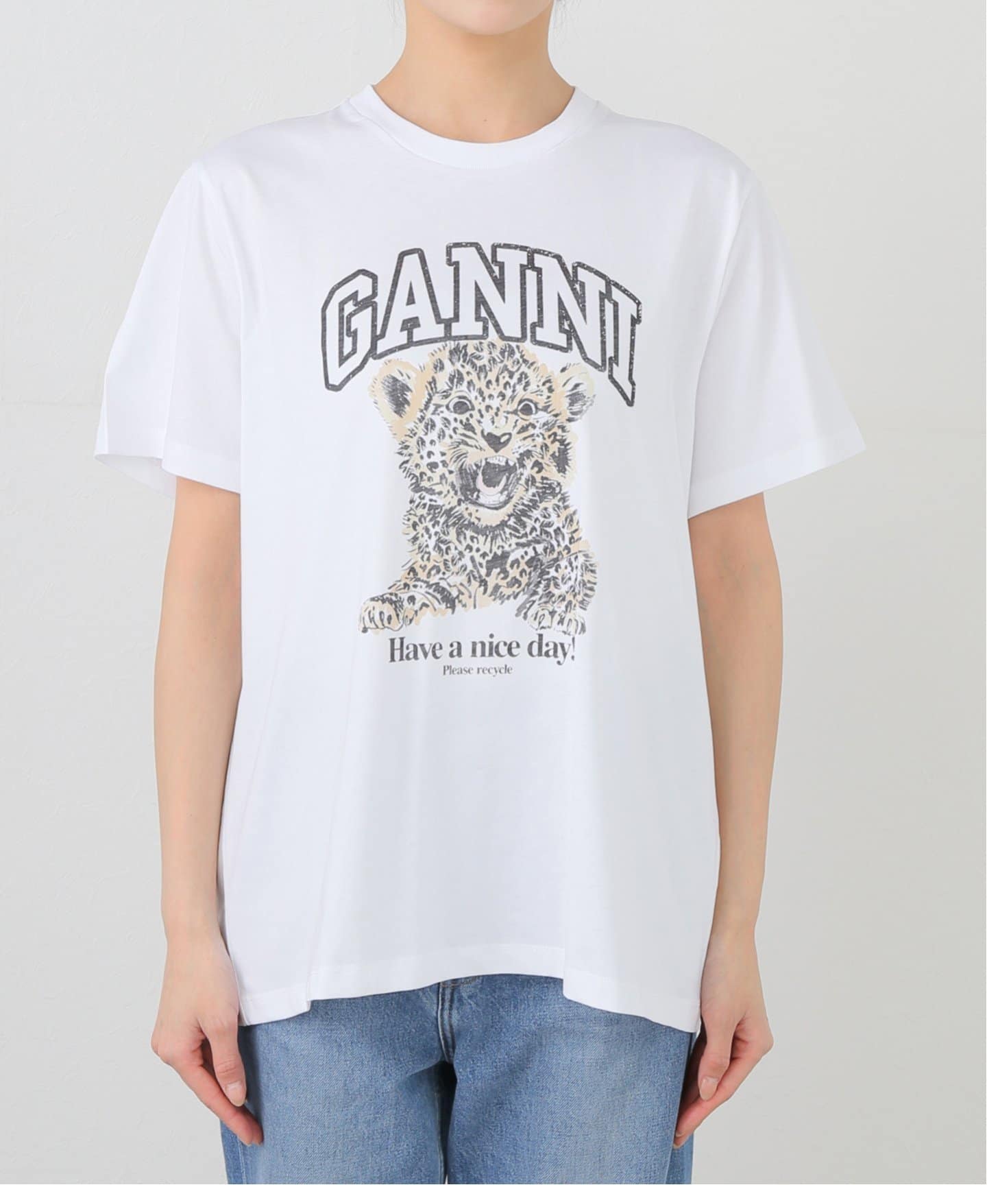 GANNI/ガニ―】Basic Jersey Leopard Relaxed T-shi：Tシャツ（T