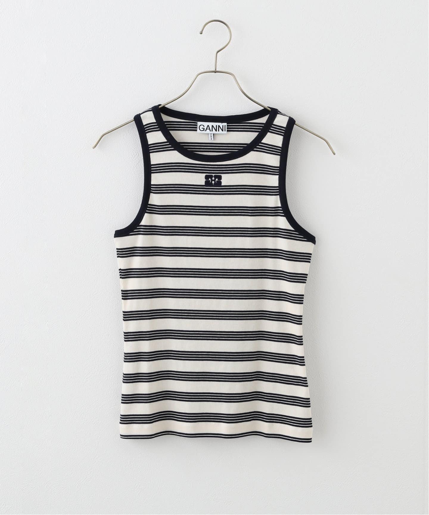 GANNI/ガニ―】Striped Soft Cotton Rib Tank Top：タンクトップ