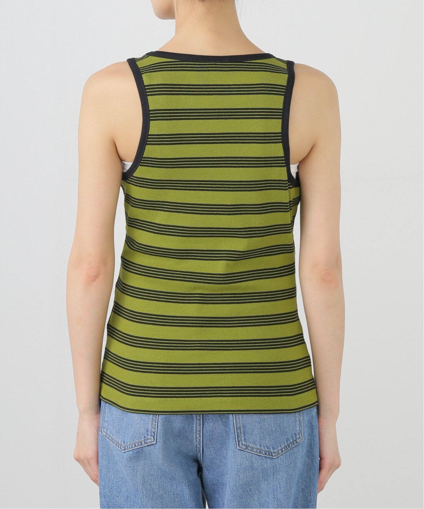 GANNI/ガニ―】Striped Soft Cotton Rib Tank Top：タンクトップ