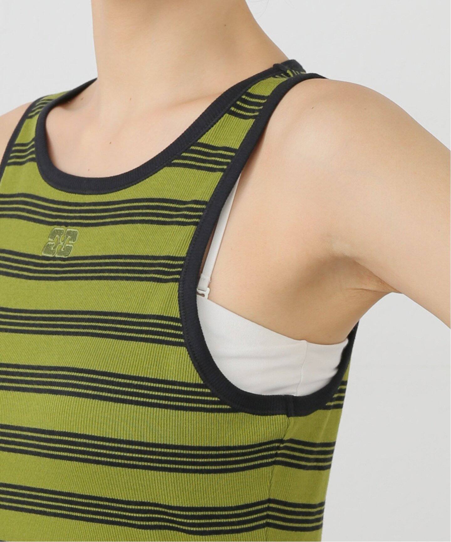 ganni ダークグレー タンクトップ S GANNI ガニー タンクトップ Melange Knit Sleeveless Top K2195