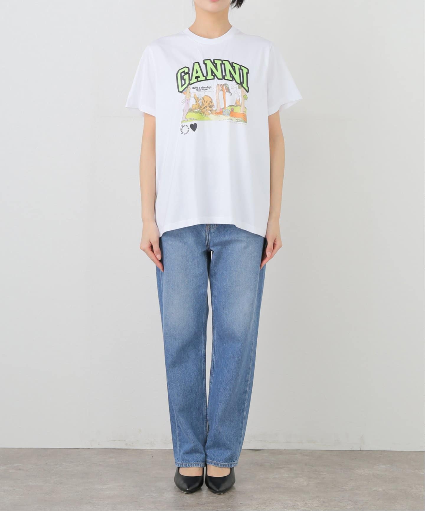 Tシャツ・カットソー GANNI Poppy C Relaxed T-Shirt GANNI Poppy C Relaxed T-Shirt Bright White | END. (US)