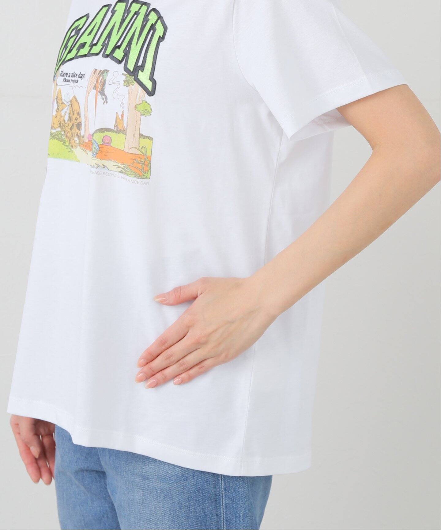 GANNI/ガニ―】Basic jersey Poppy C Relaxed T-shi：Tシャツ（T