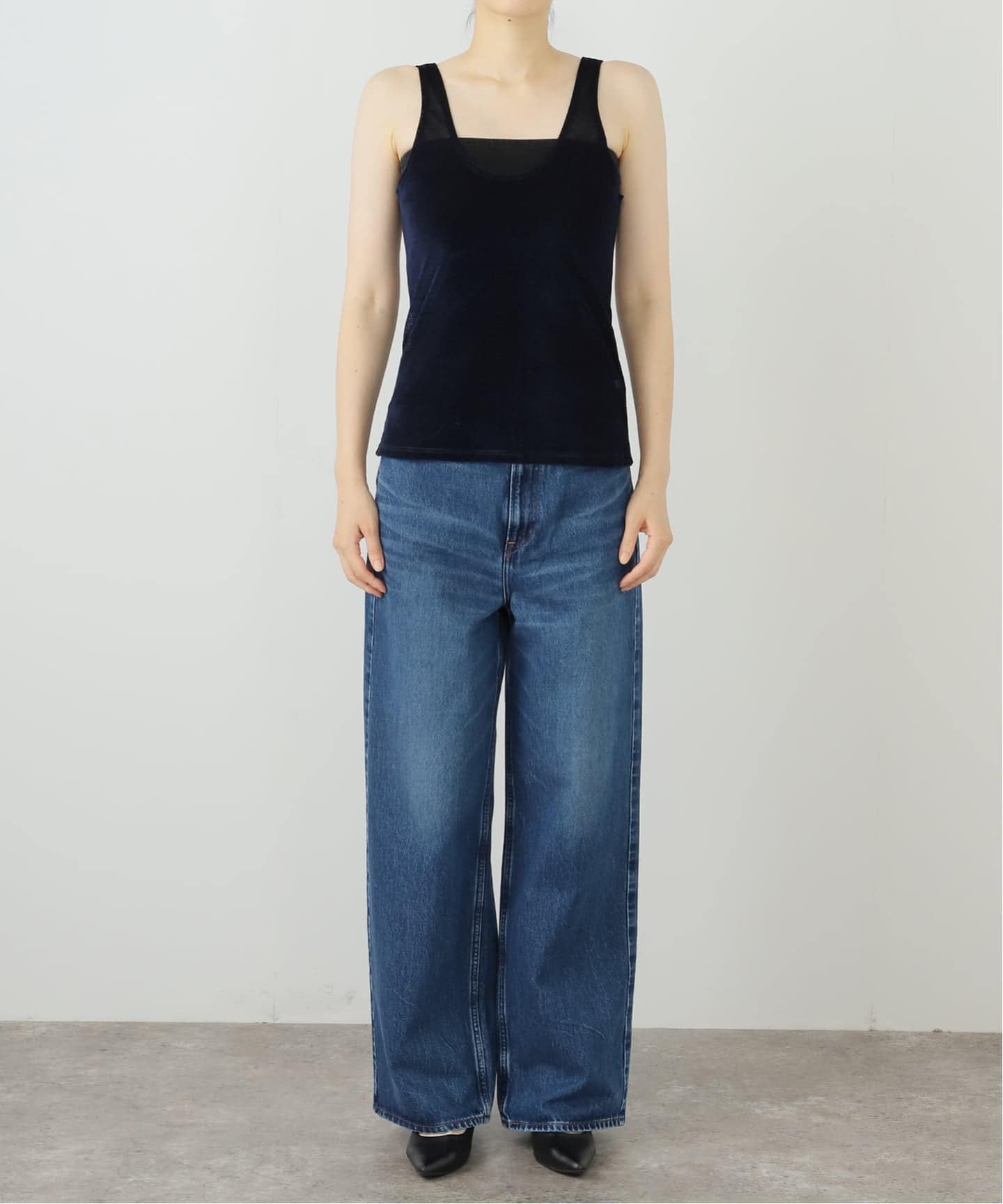 SIMONE WILD/シモーネ ワイルド】MESH VELVET TANK：タンク