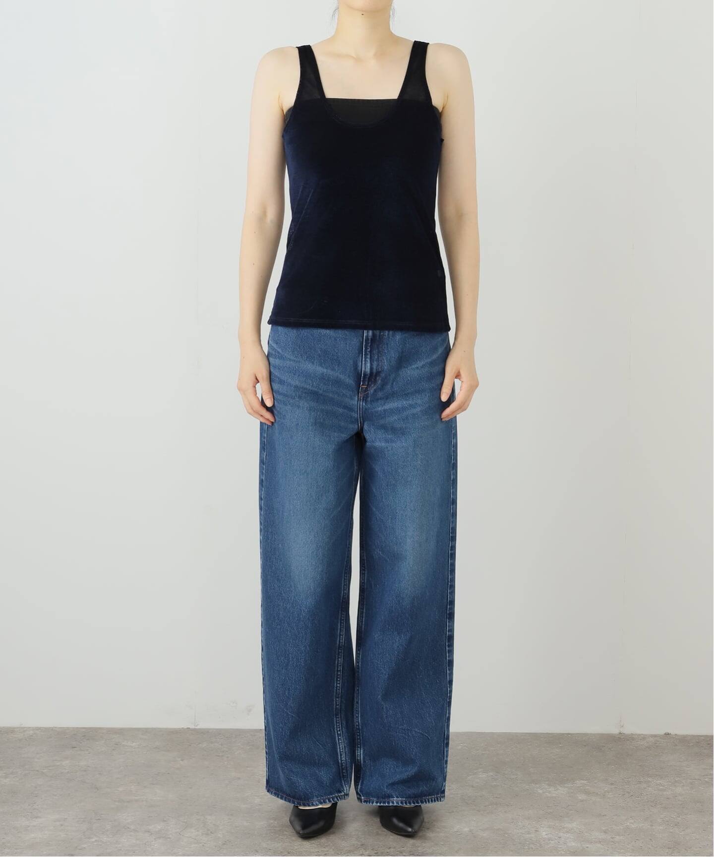 SIMONE WILD/シモーネ ワイルド】MESH VELVET TANK：タンクトップ 