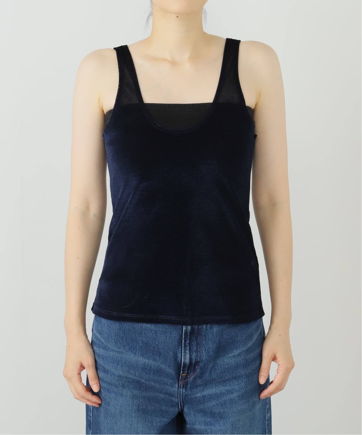 SIMONE WILD/シモーネ ワイルド】MESH VELVET TANK：タンクトップ 