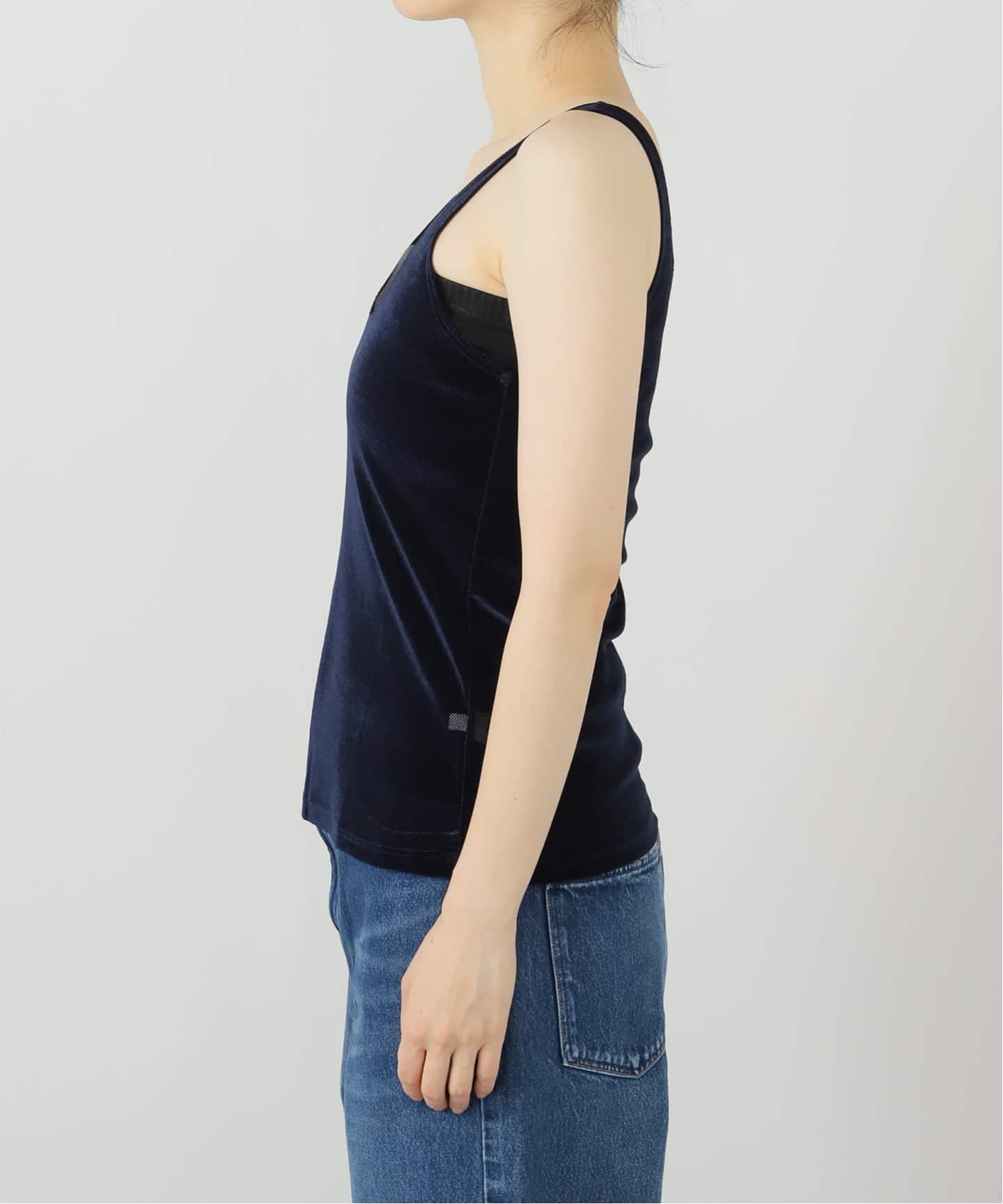 SIMONE WILD/シモーネ ワイルド】MESH VELVET TANK：タンク