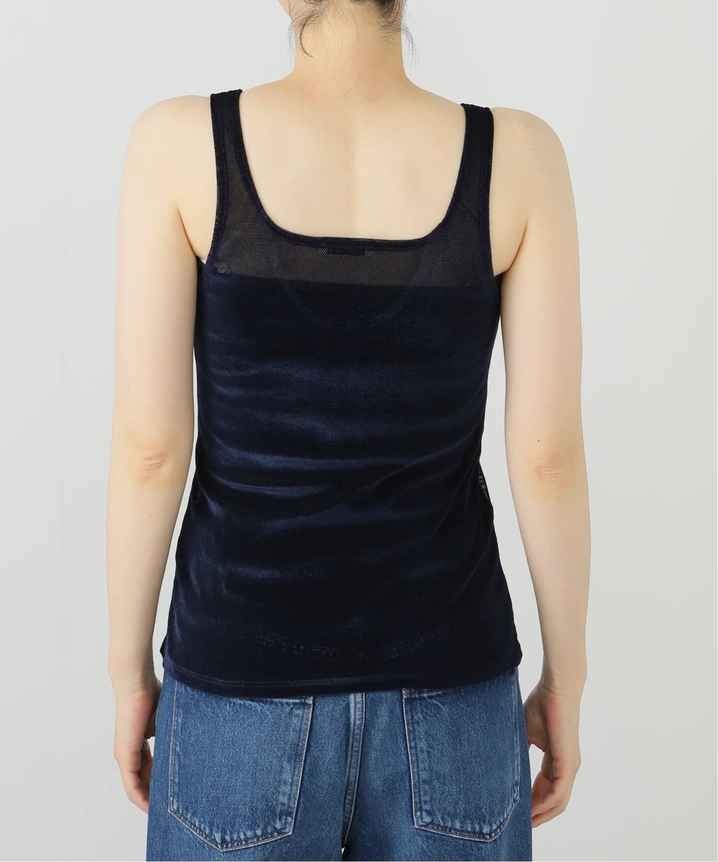 SIMONE WILD/シモーネ ワイルド】MESH VELVET TANK：タンクトップ 