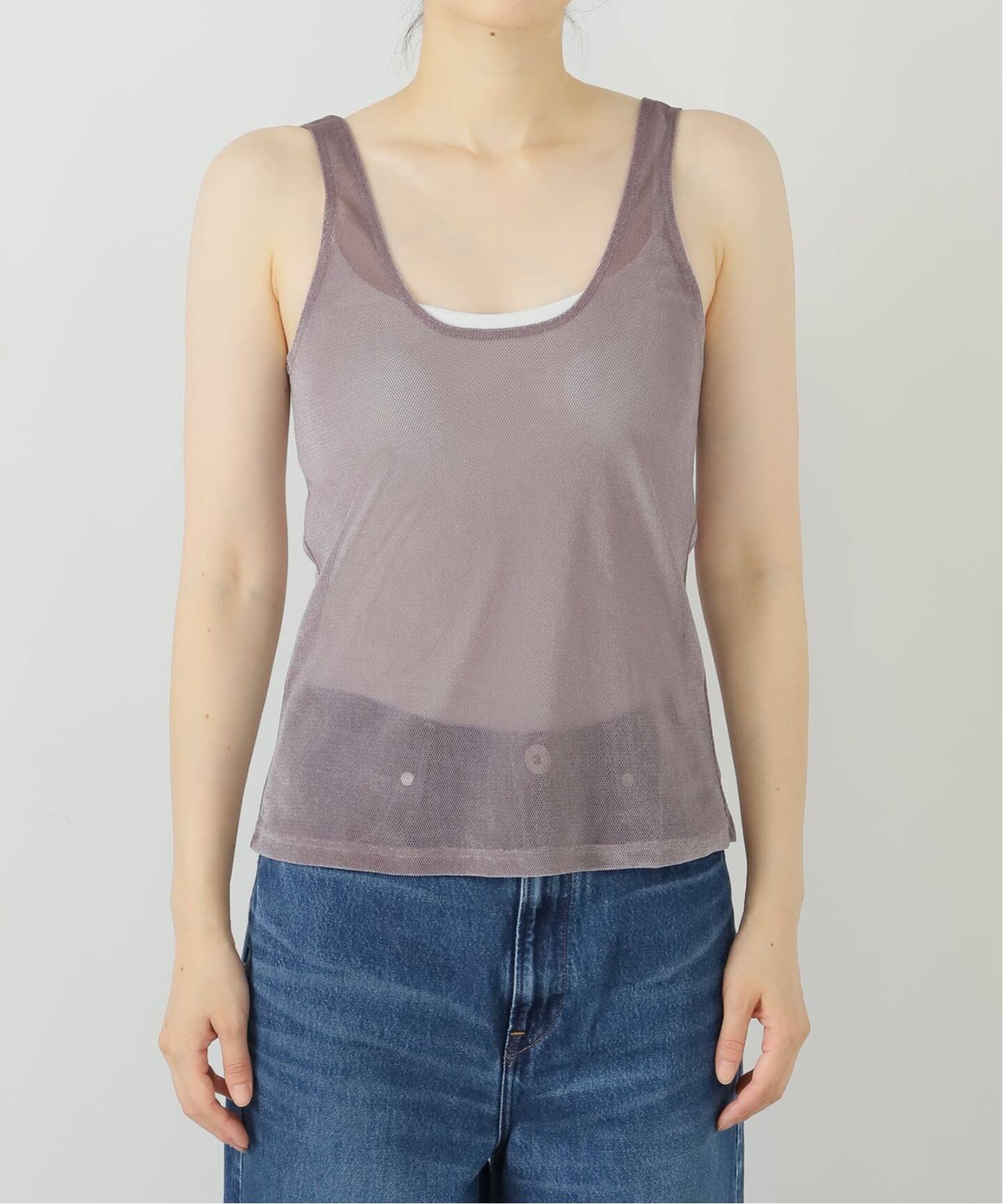 SIMONE WILD/シモーネ ワイルド】MESH VELVET TANK：タンクトップ 