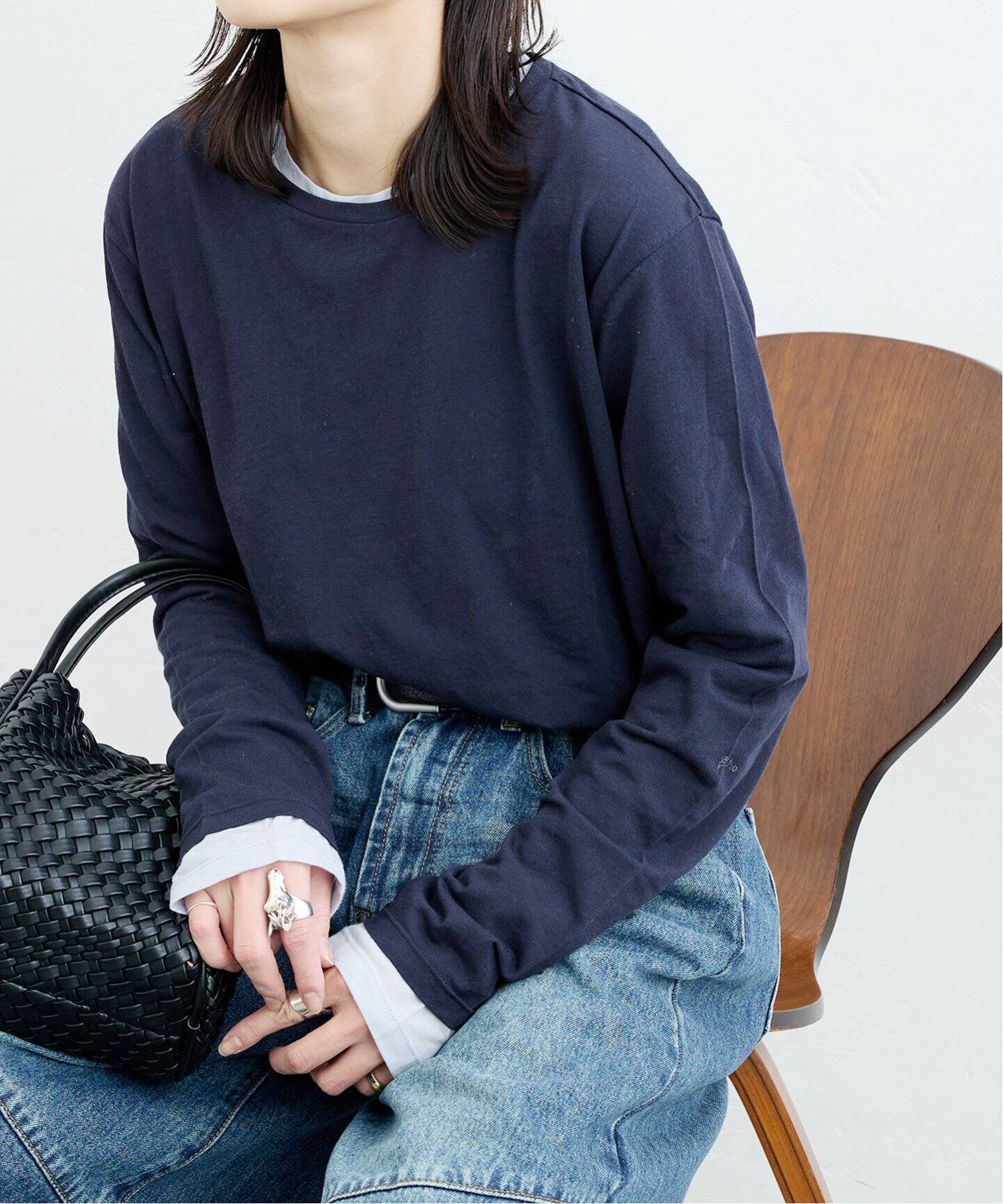 tシャツ 「追加」シアークルーネックロングTシャツ レディース B.C STOCK tシャツ 「追加5」シアークルーネックロンTEE