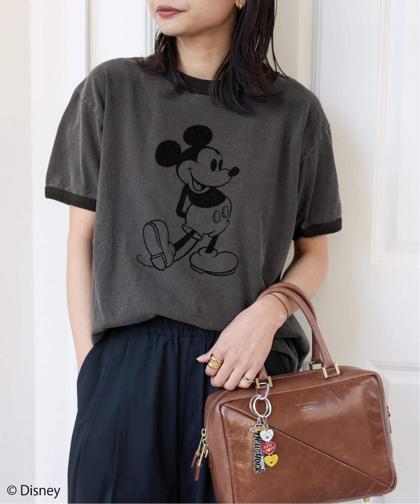 美品ジャーナルスタンダードレザージュmickey Tシャツ 追加2》MICKEY / リンガーTシャツ（Tシャツ／カットソー