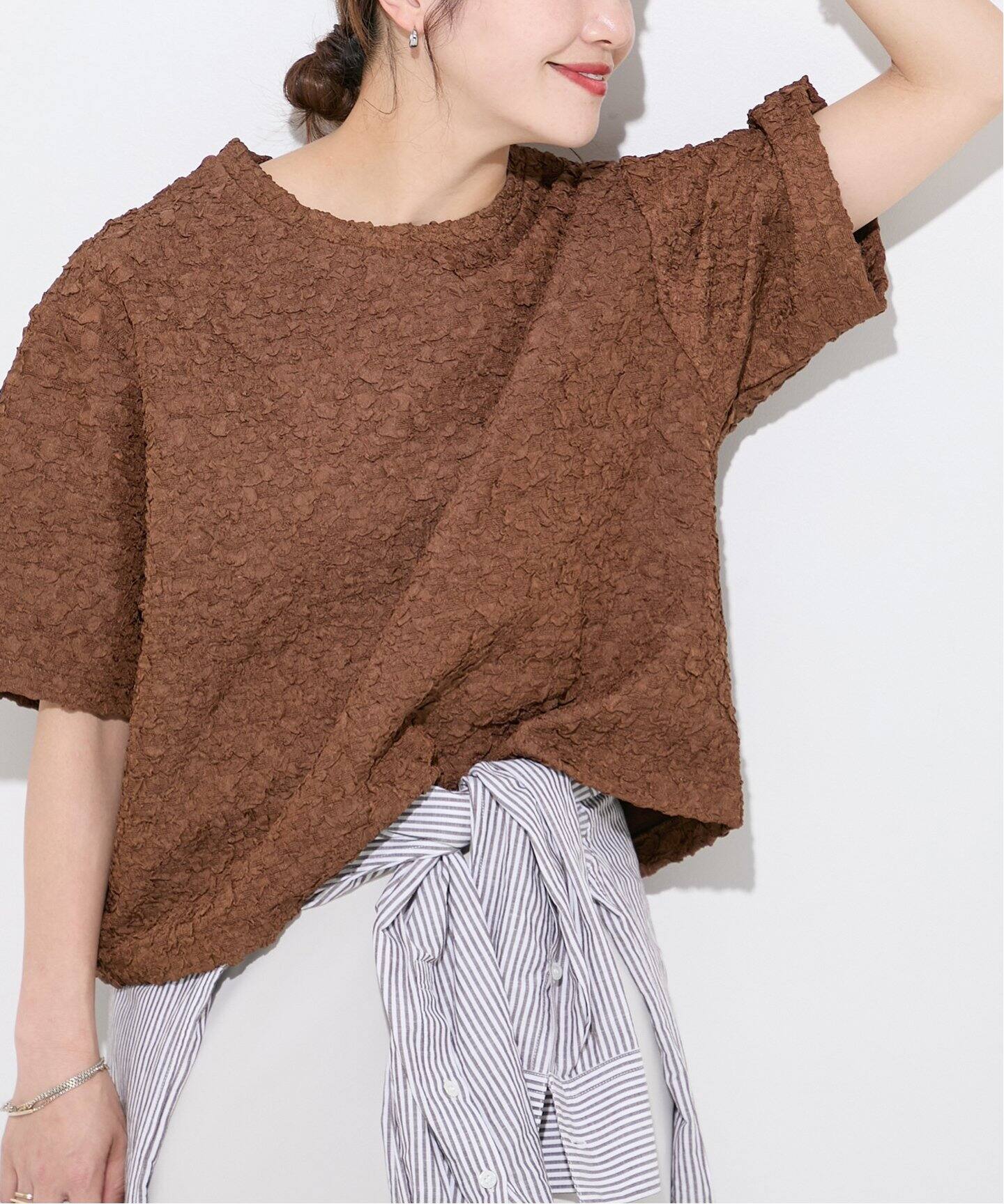 WEB限定追加》シャーリングハーフスリーブTシャツ（Tシャツ 